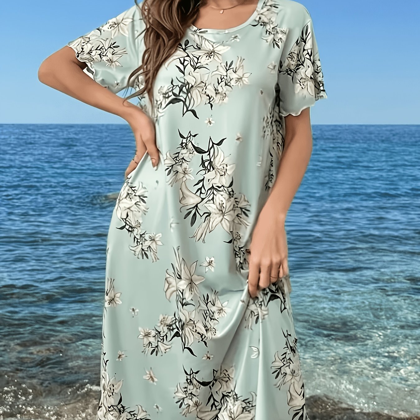 TEMU Adorable Satin Pajamas, Cartoon T-shirt Dress, For A ', Comfortable Loungewear For , Smooth And Shiny Texture, Reviews Good Luck