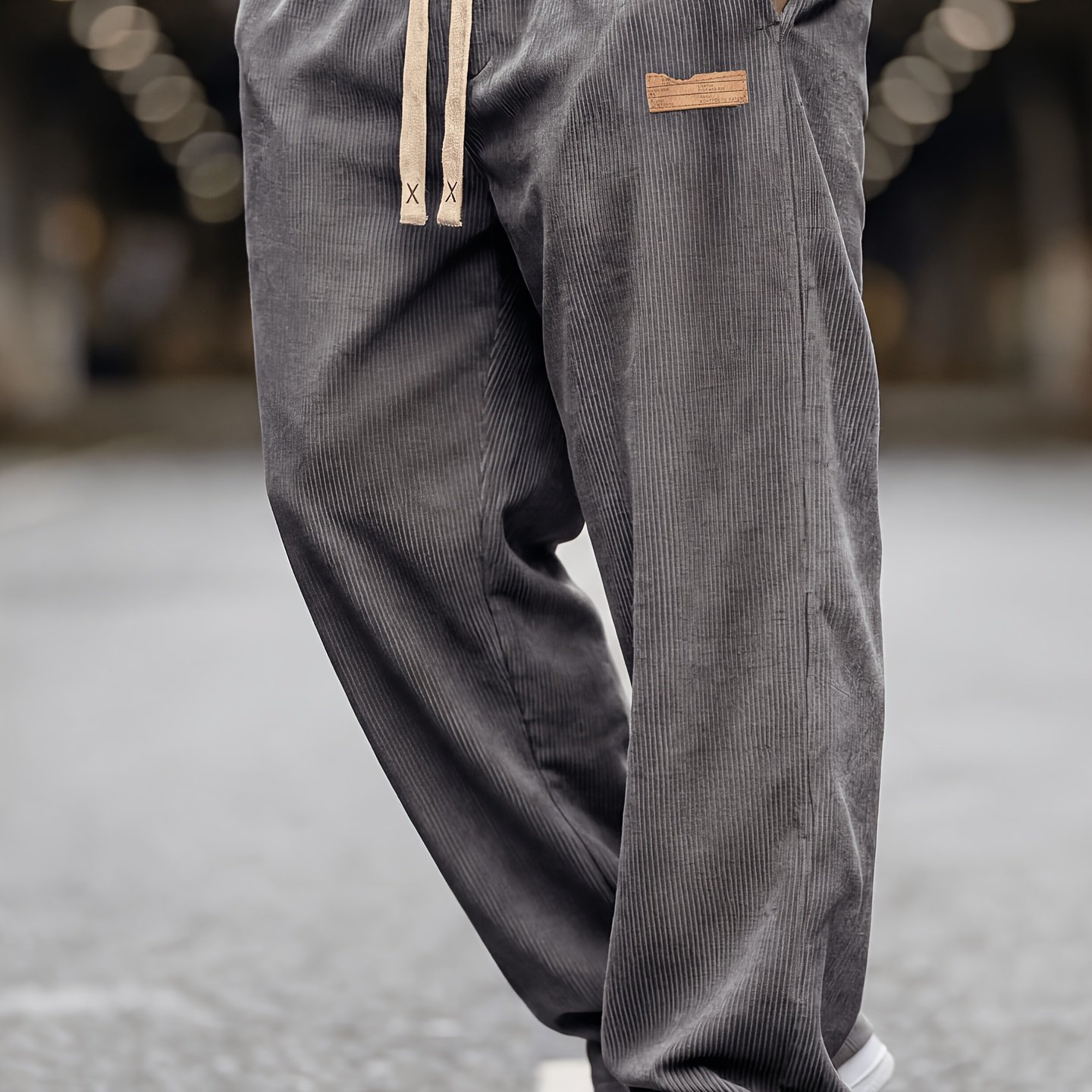 TEMU Pantaloni da in velluto a , pantaloni lunghi casual dritti e ampi - Elastico in vita, tasche, stile atletico casual, tessuto , e resistenti,