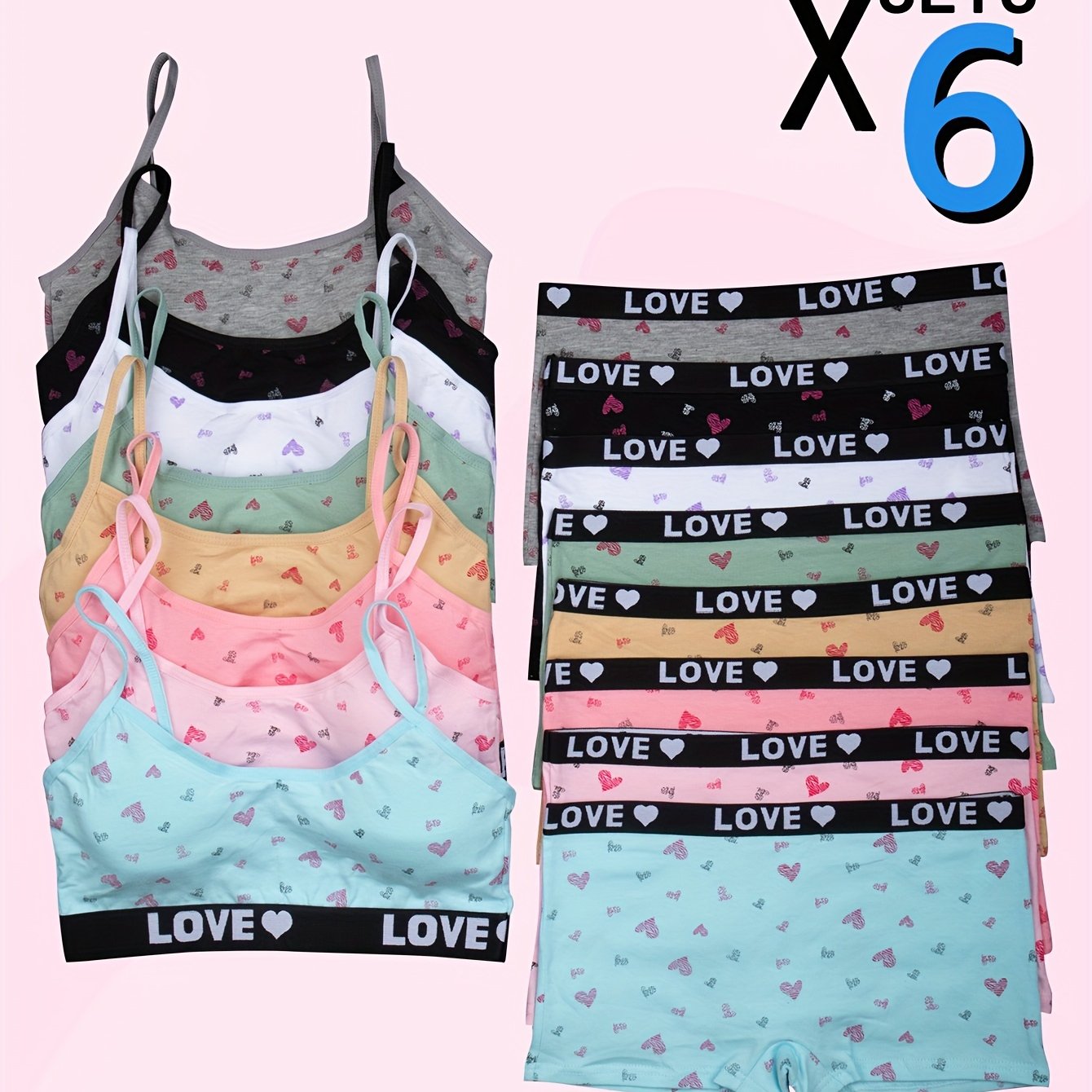 Random 6-pack : Tank Top And Boxer Shorts For Kids, Comfortable Casual Outfit 10-12