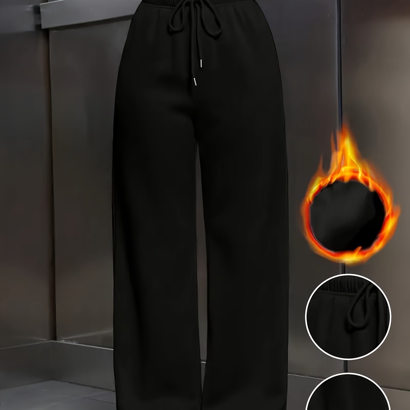 Image of Autumn-winter Solid Color -lined Thick Straight Leg Pants, Warm And Comfortable