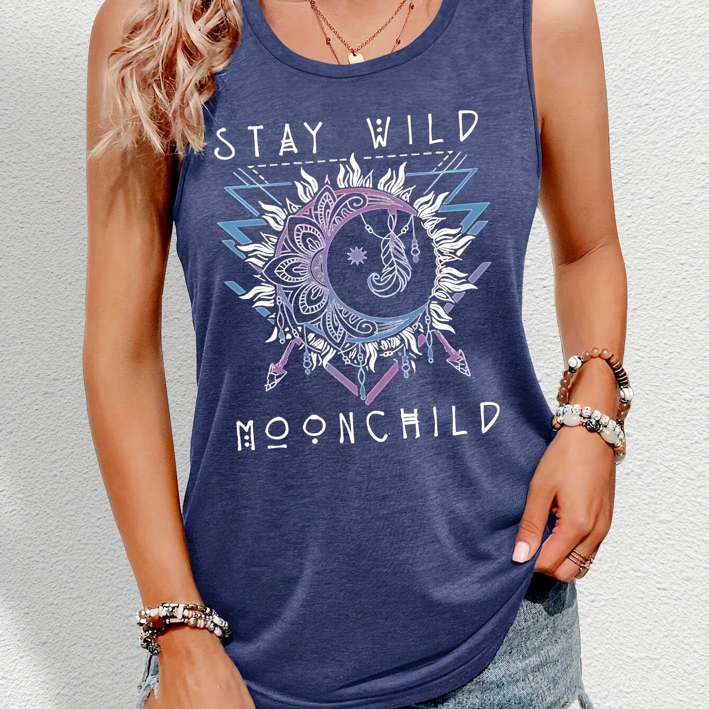 TEMU Silhouette Of The Sun And Moon Casual Fashion Versatile Tank Top Available In Sizes S-xxl