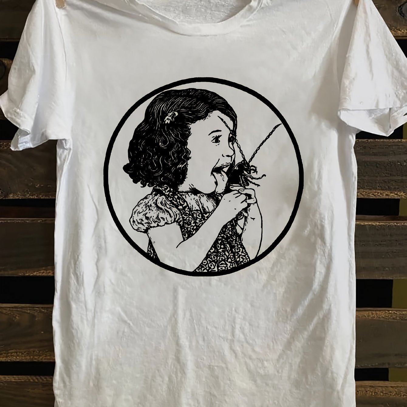 TEMU Casual Short-sleeve Crew Neck T-shirt With A Graphic Design, Perfect For Spring And Summer, Designed For Women
