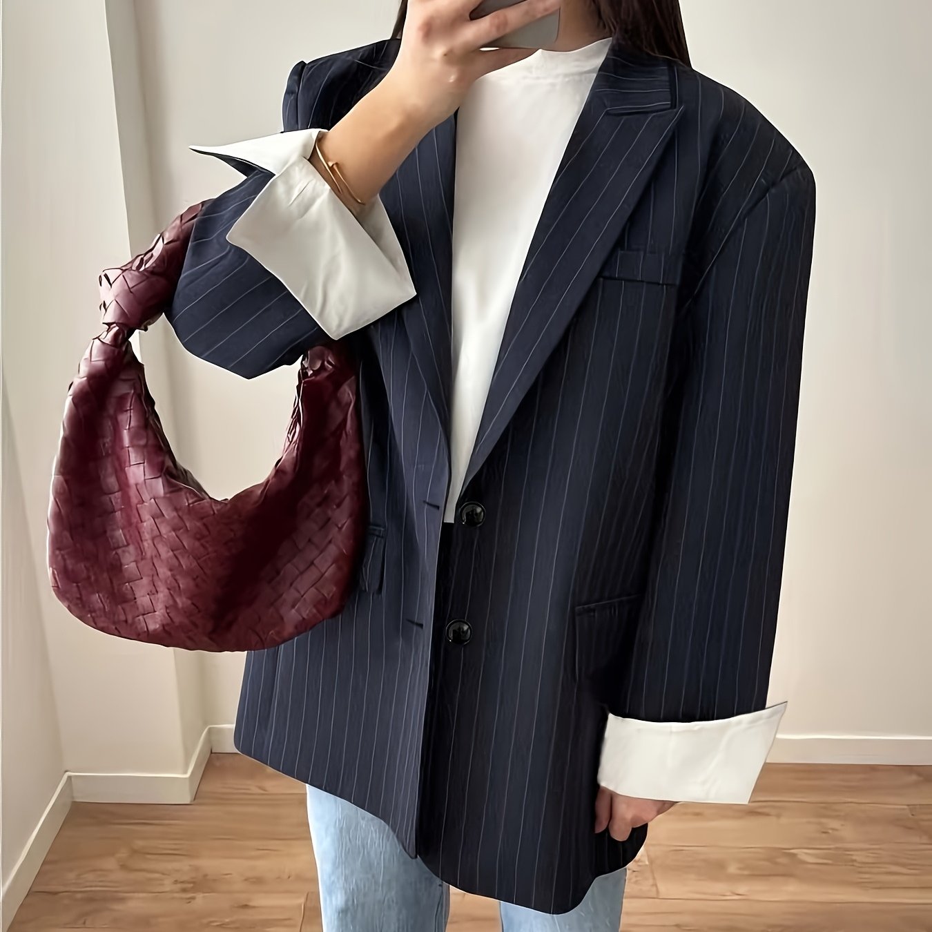 E-shop Damen Blazer mit geradem Schnitt, lockerer Passform für den europäischen und amerikanischen Business-Look, minimalistisches One-Piece-Design mit