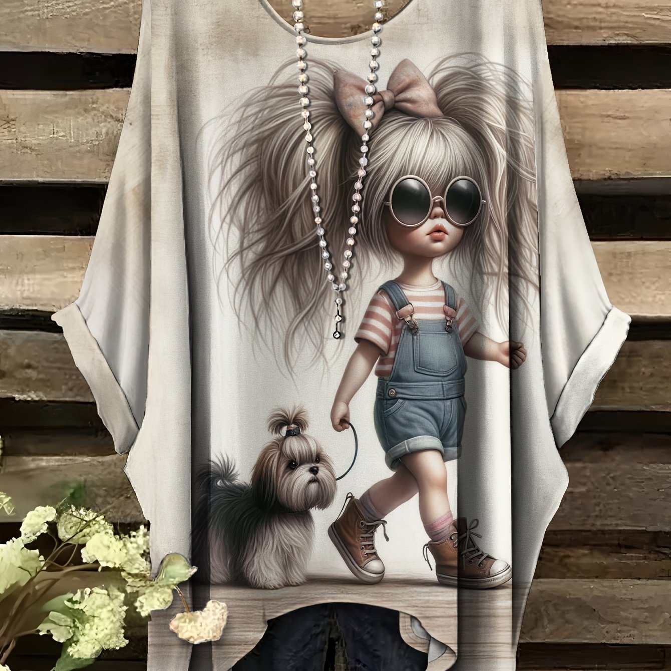 TEMU Plus Size, Summer Fashion New Large Size Round Neck Cat Pattern Print, Casual Elegant Comfortable Style Women's Round Neck Short Sleeve T-shirt,