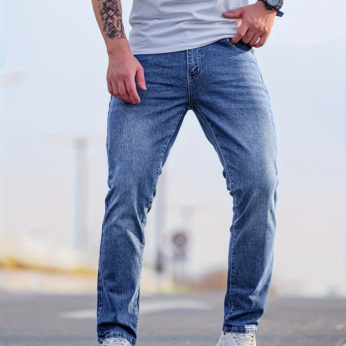 Image of To Bulkiness And Embrace ! Men's Jeans, Slimming And Hiding Weight, Fashionable And Effortless