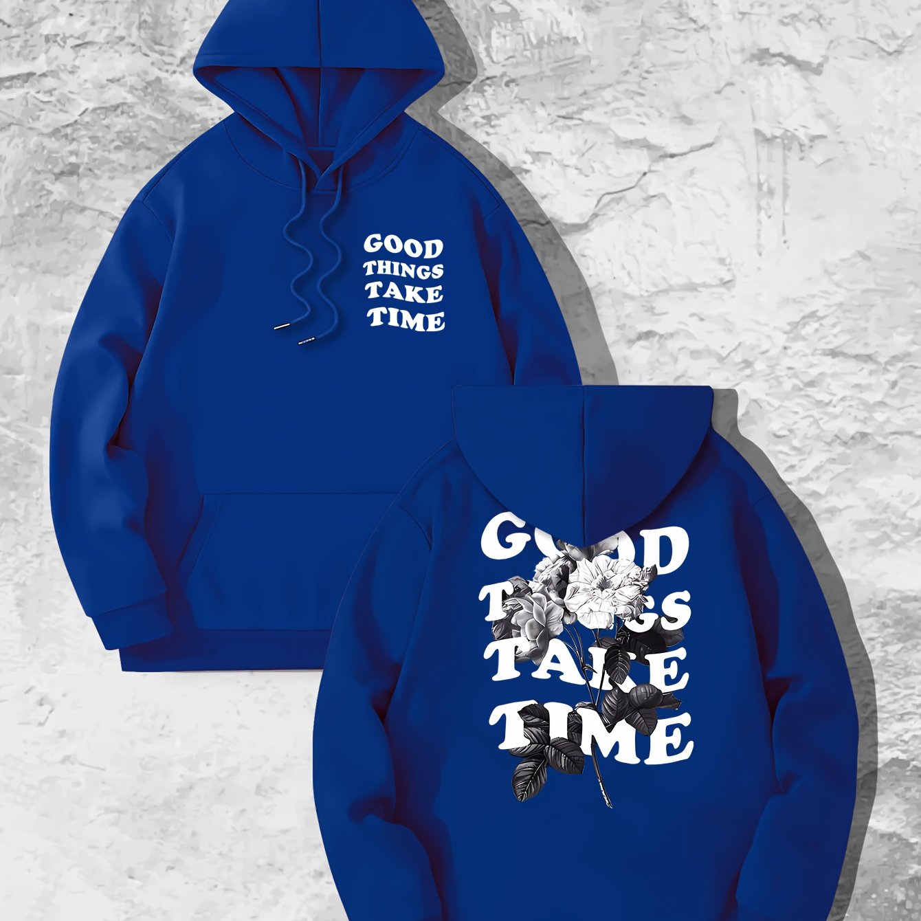TEMU Sweat à capuche imprimé doublé pour homme, Nouveau haut à manches longues décontracté style couple américain Printemps/Automne 2023