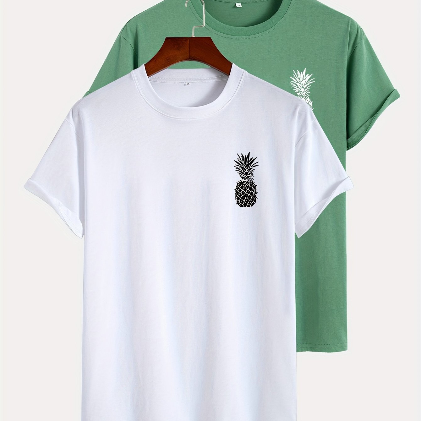 2pcs 100% Cotton Printed Short-sleeve T-shirts, Casual Sport T-shirts