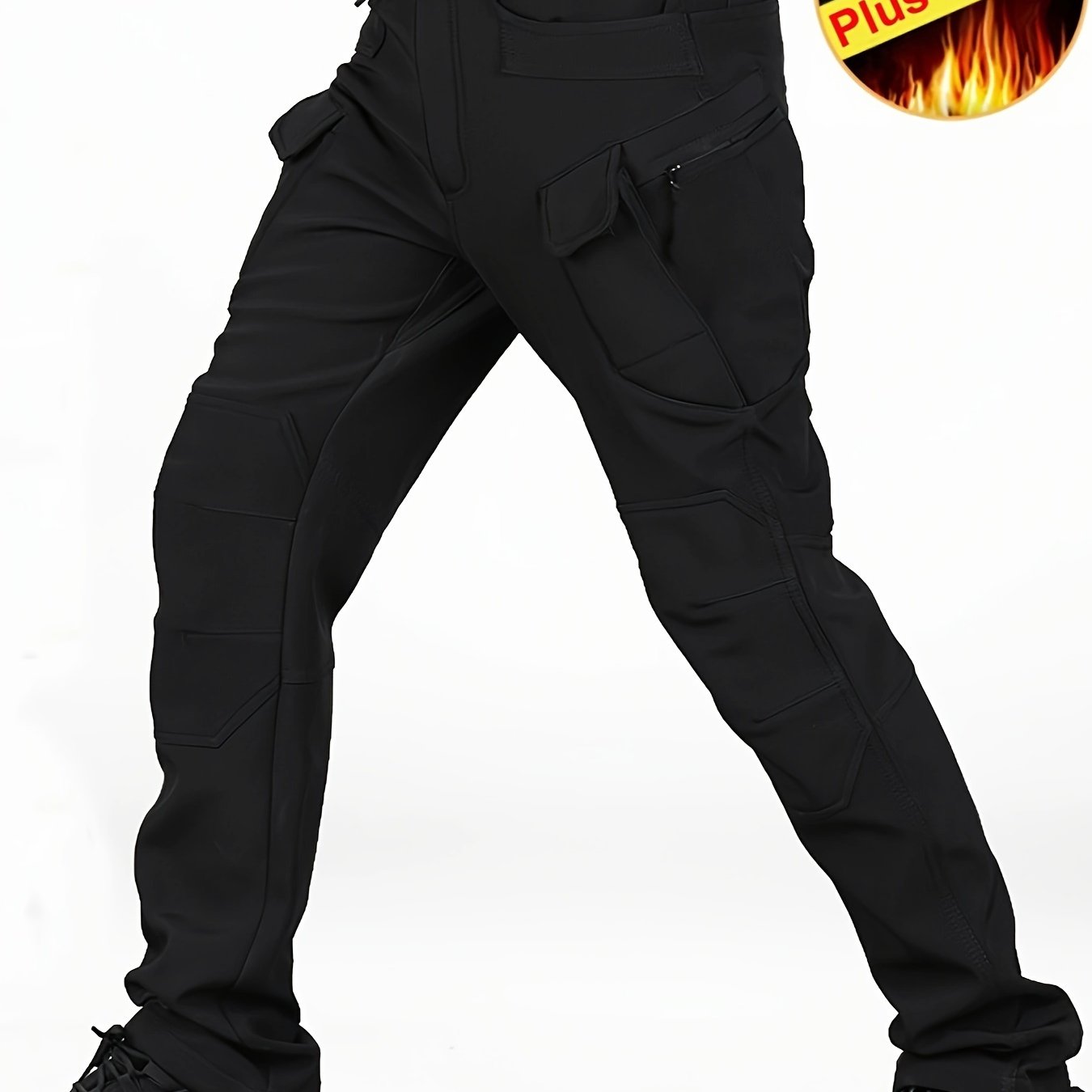 Men's Fleece And Thickened Autumn Winter Cargo Pants Multi-functional Men's Tactical Pants Outdoor Windproof Warm Camping And Hiking Sports Trousers