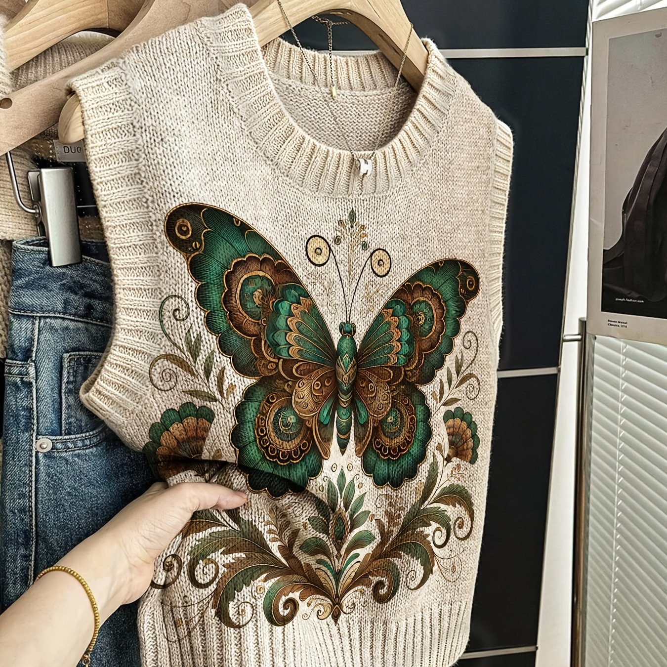 TEMU [2d Digital Printing] Bohemian, Fashionable New Stylish Versatile Pullover Round Neck, Vest Women's Top Pattern Flat , Full Piece Print, Trendy