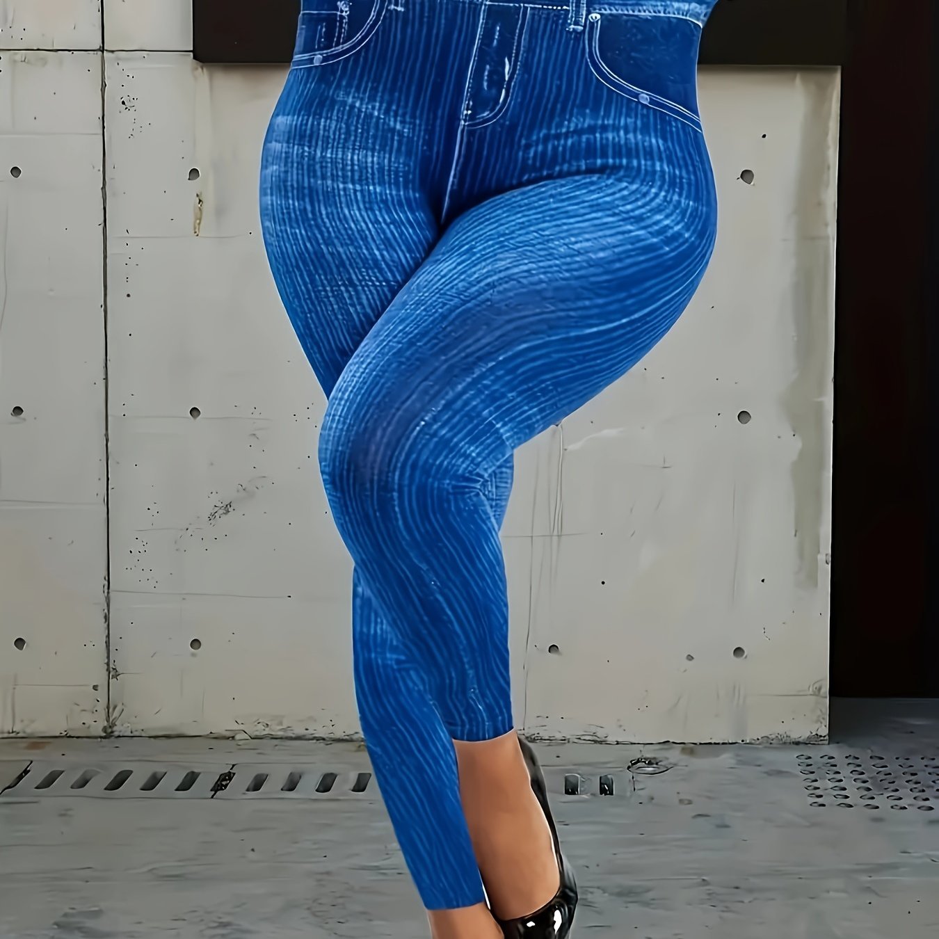 Plus Size - Plus Size - Plus Size Geometric Bodycon Casual Leggings