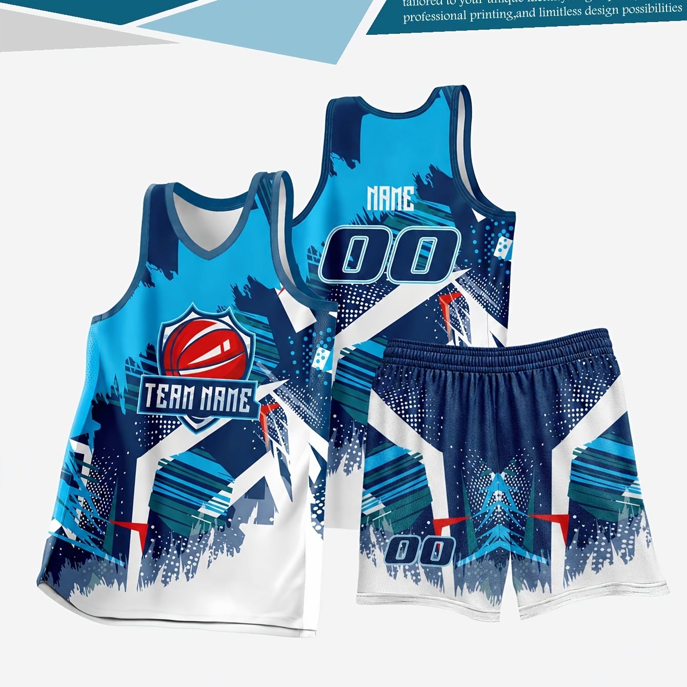 TEMU Personalized Basketball Uniform Set Including Shorts, Featuring Custom Team Name And Number For Adults And