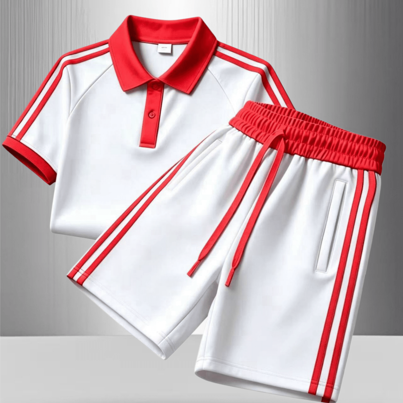 Image of 2pcs Set: Men's Casual Sportswear (short-sleeve Shirt + Shorts) - Ideal For Outdoor Activities & Daily Wear - Multiple Colors