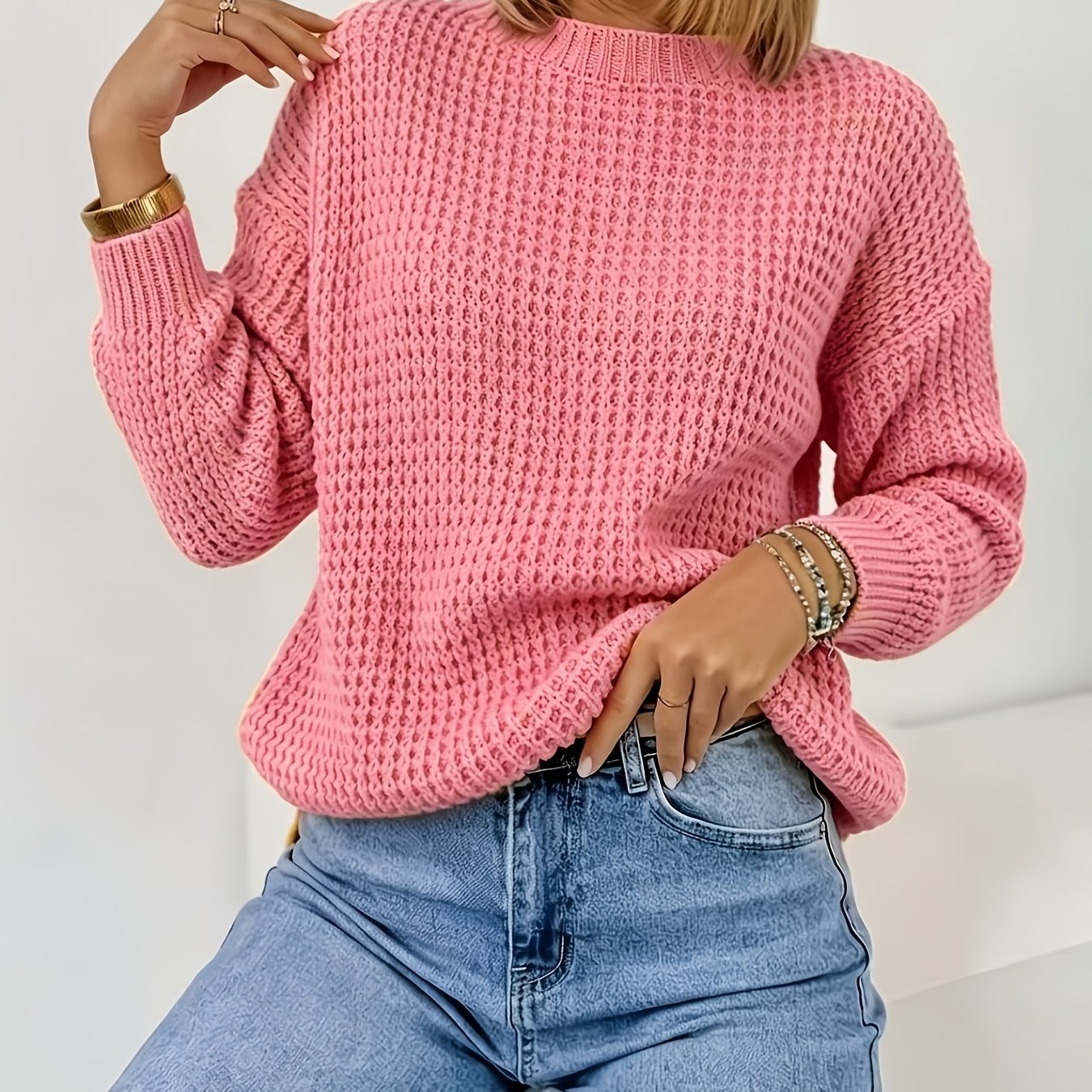 TEMU European And New Style Openwork Pullover, Simple And Comfortable, A Spring And Autumn Fashion Item, Suitable For Daily Commuting, Shopping, And