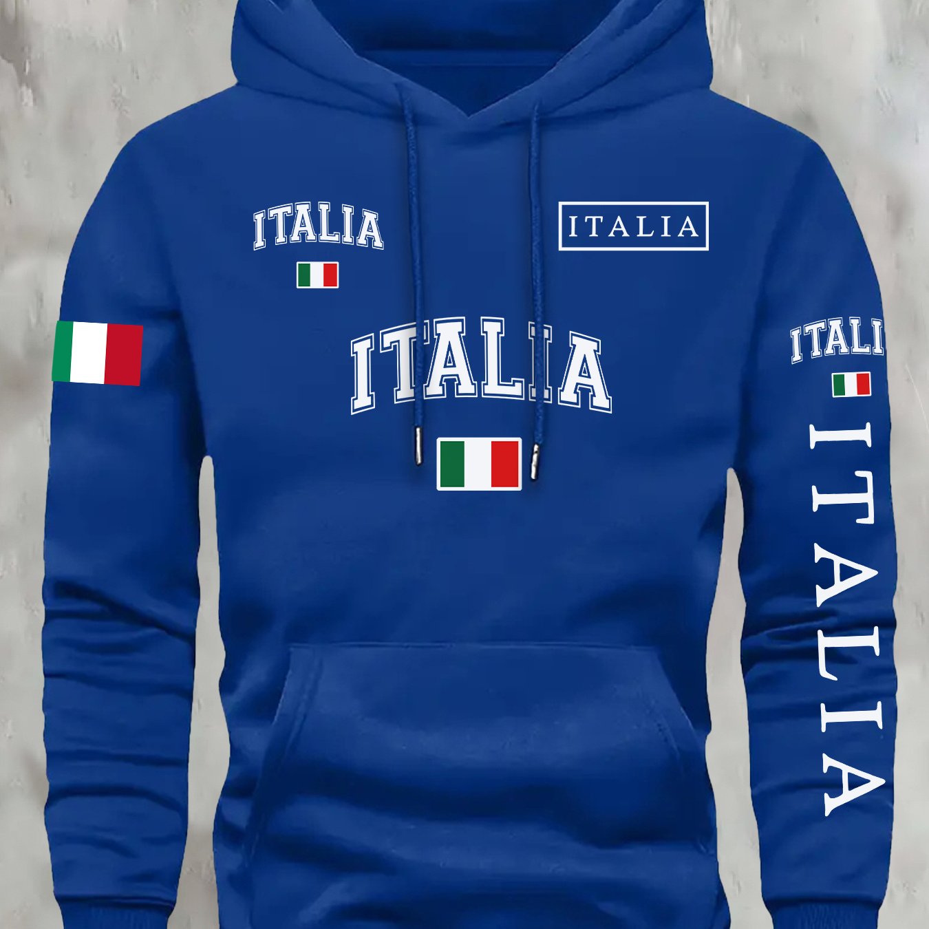 TEMU KOURRTER Automne, Tendance Western Drapeau Italien Drapeau Anglais Impression Nouveau Rétro Tenue de Couple Sweat à Capuche Automne Hiver