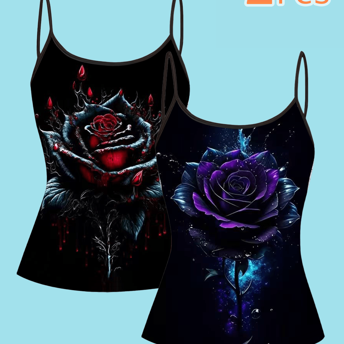 TEMU 2pcs Set Print Camisole, European And Dark Style Fashion Vest, Cross-border Women's Top