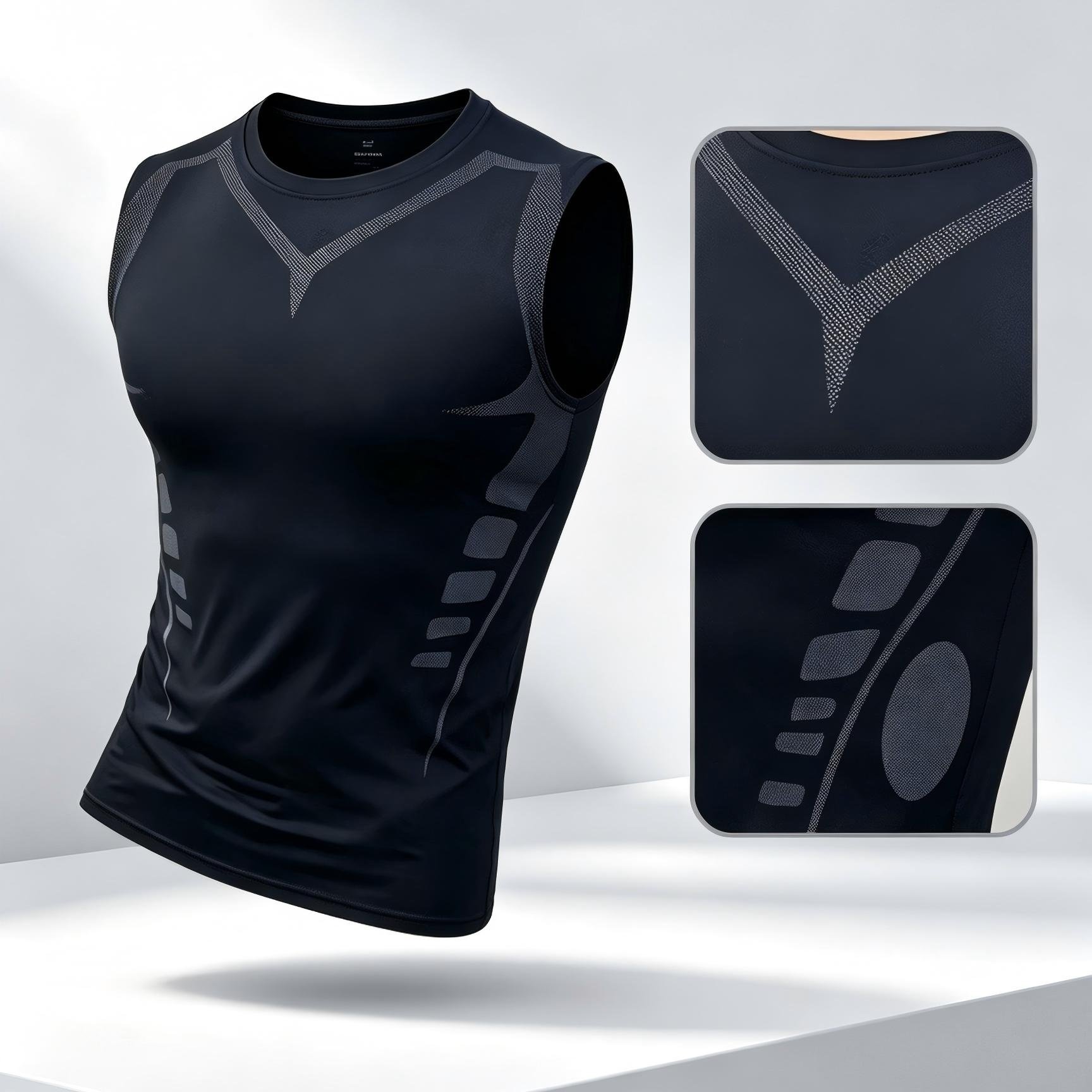 TEMU 1pc Men's -one Fitness Elastic Vest, Sports Vest, Sleeveless Top, Cool And Breathable, Sweat-absorbent And Quick-drying, Men's Vest, Men's Gift