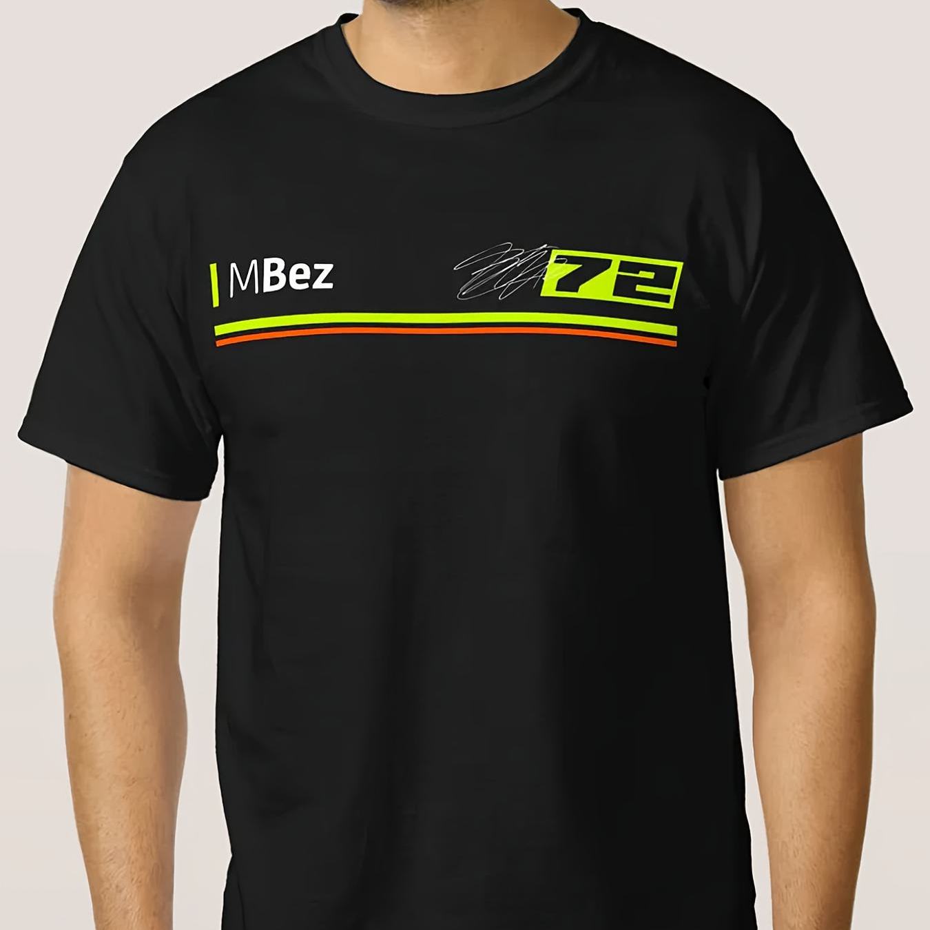 Men' Bezzecchi 72 Motorcyclegp Racing - Motorcycle Gp Themed Crew Neck Shirt With Iconic Number 72 Print, Stretch Fabric, Regular Fit Suitable For , Casual Wear For Fans & Gifts