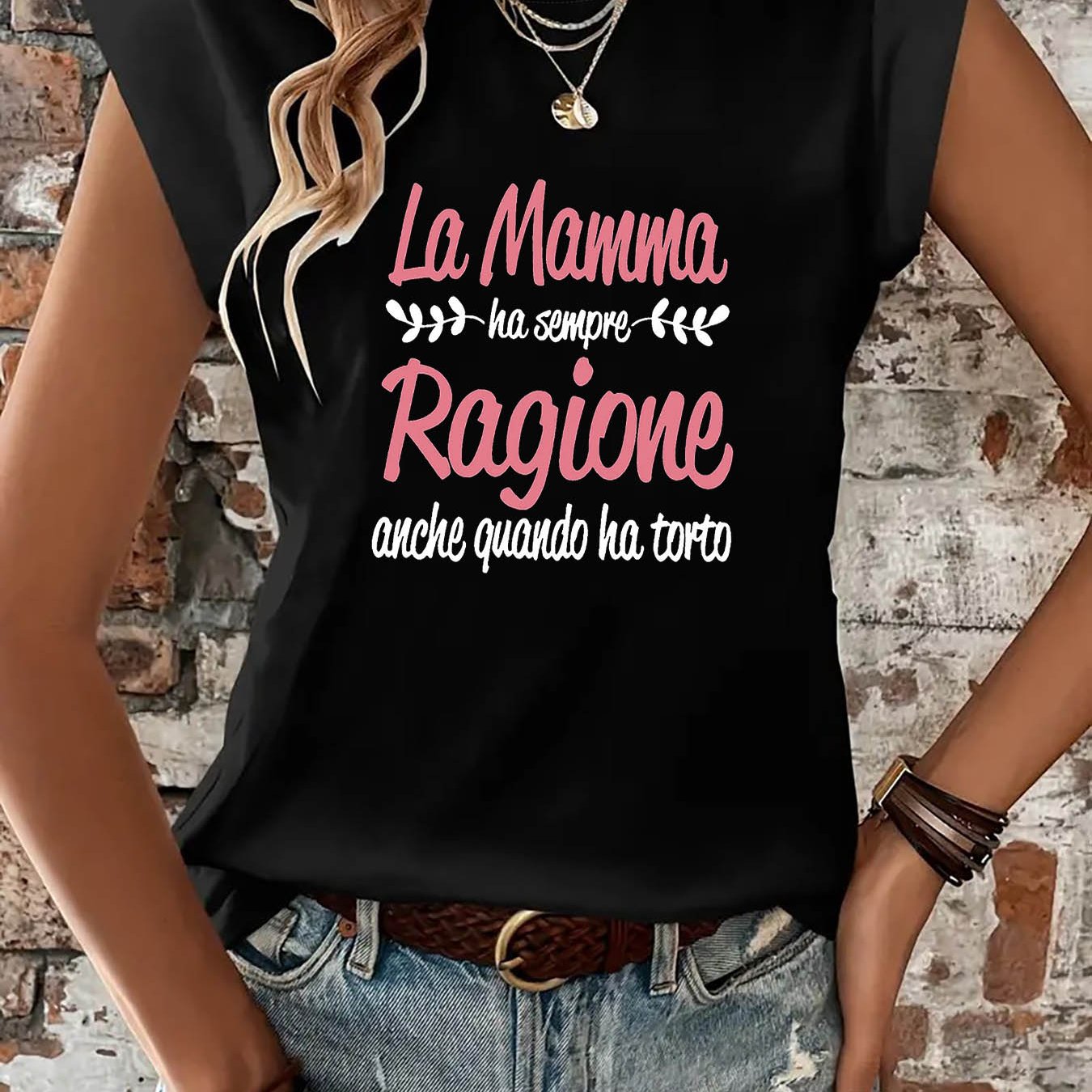 TEMU T-shirt da donna con italiana " Ha " Divertente detto italiana - Maglietta a maniche corte casual adatta per /estate, regalo per , abbigliamento