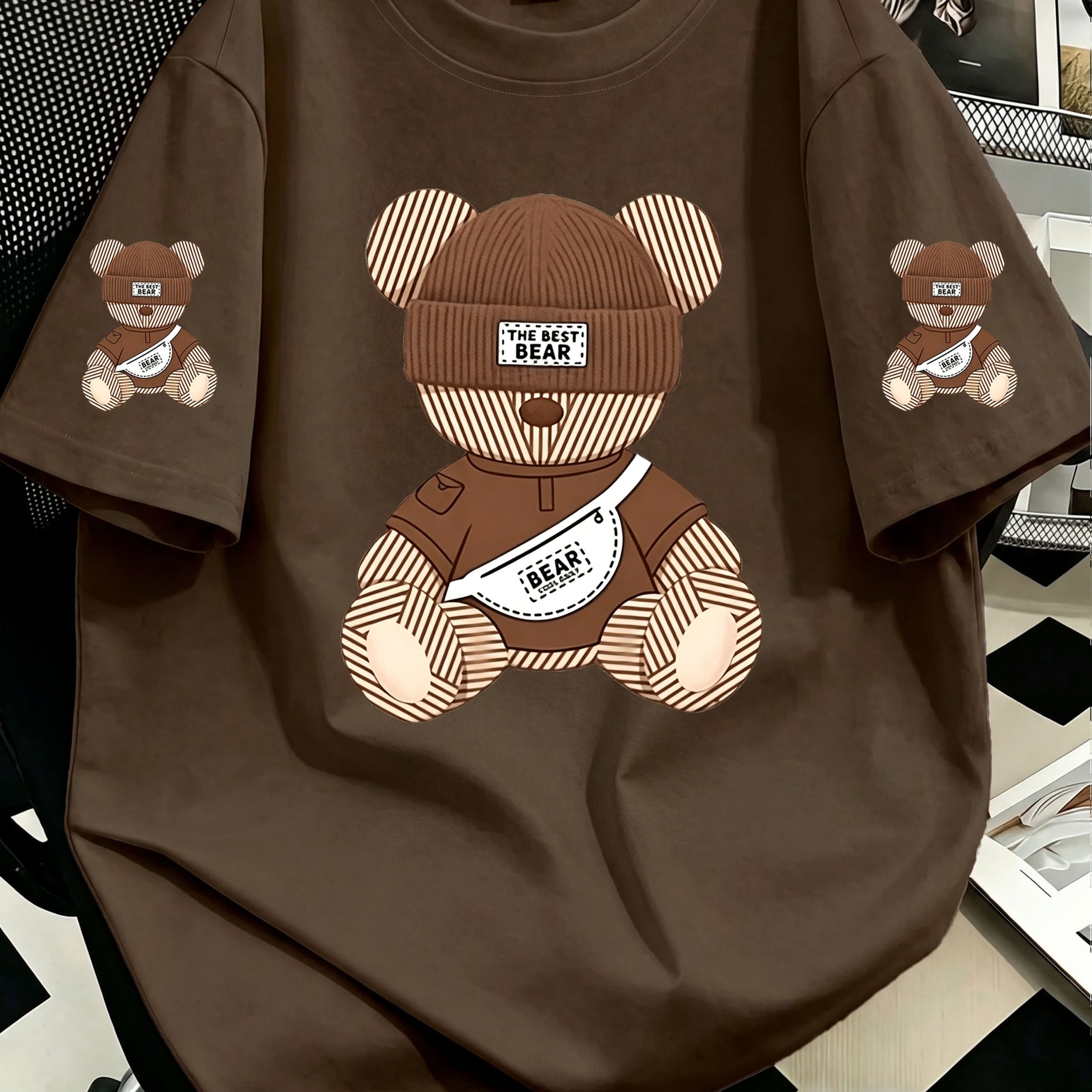 TEMU T-shirt grande taille pour femme avec imprimé surdimensionné - Haut décontracté d'été à col rond et manches courtes, convient pour tenues de