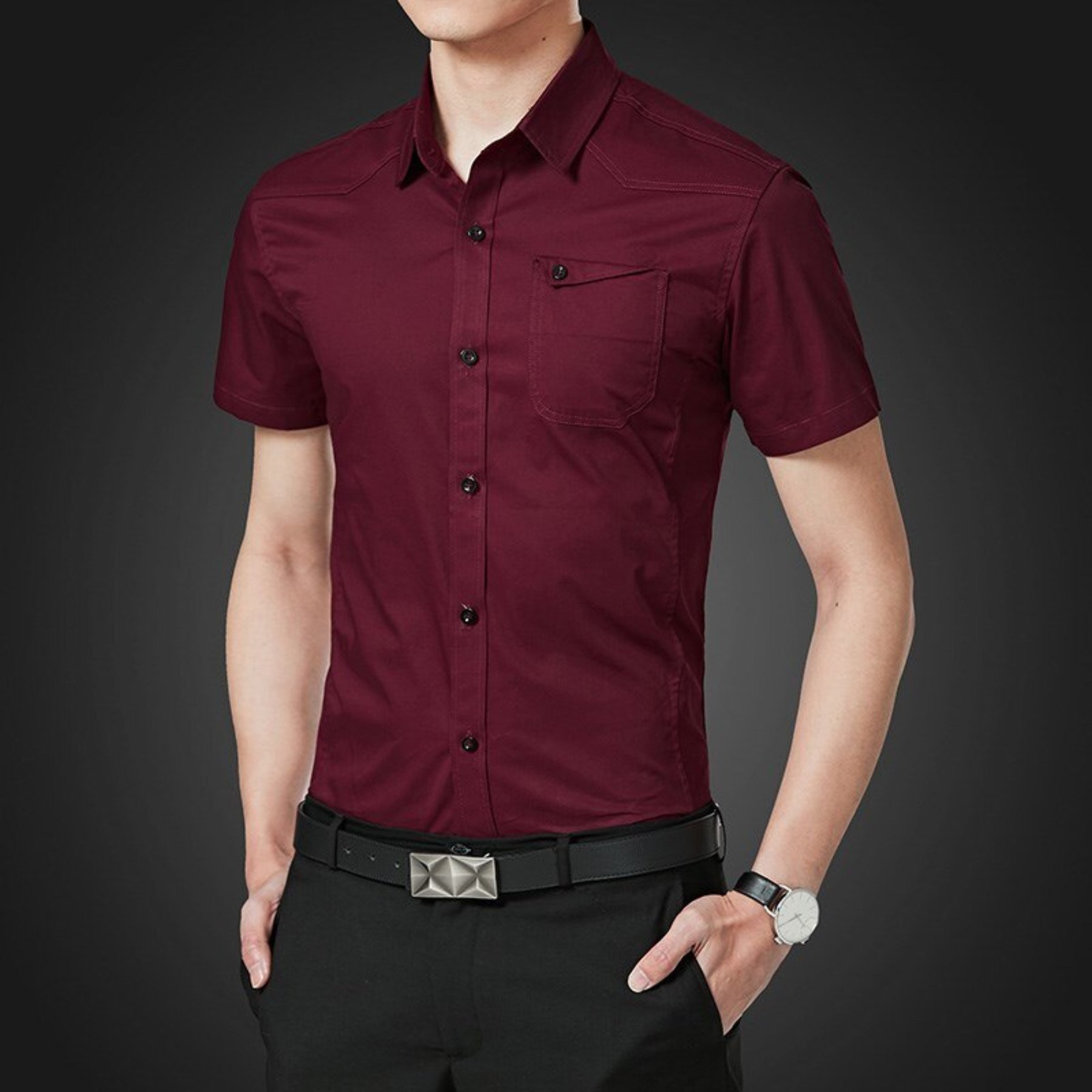 Men's Short Sleeved Shirt 100% Cotton Outdoor Men's Shirt Large Size Slim And Casual Top Suitable For Outdoor Wear, Plus Size