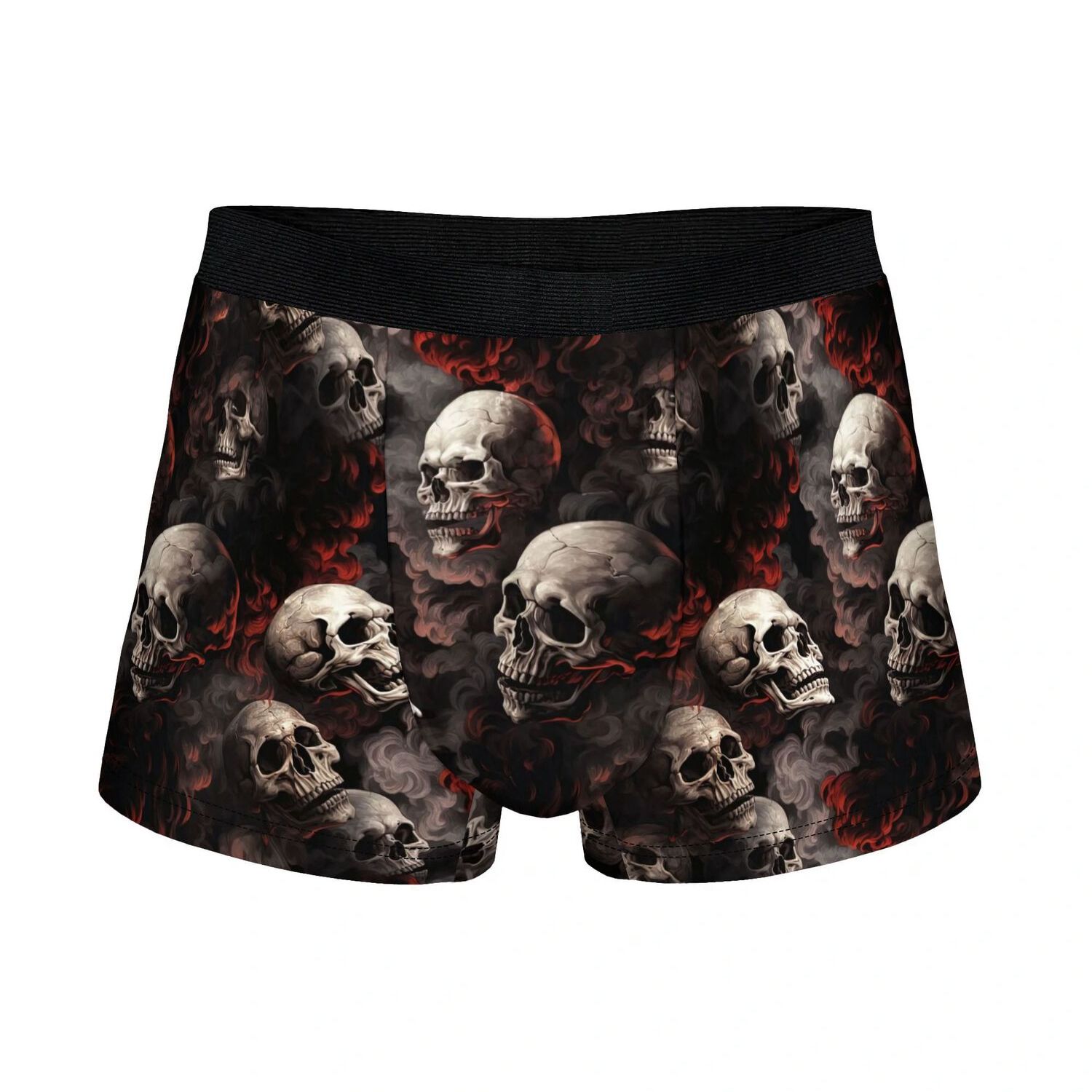 TEMU 2d Printed Design Gothic Night Skull Boxer Underwear, Cute Design, Comfortable Polyester Fiber, Suitable For Daily Wear, Suitable For Novelty