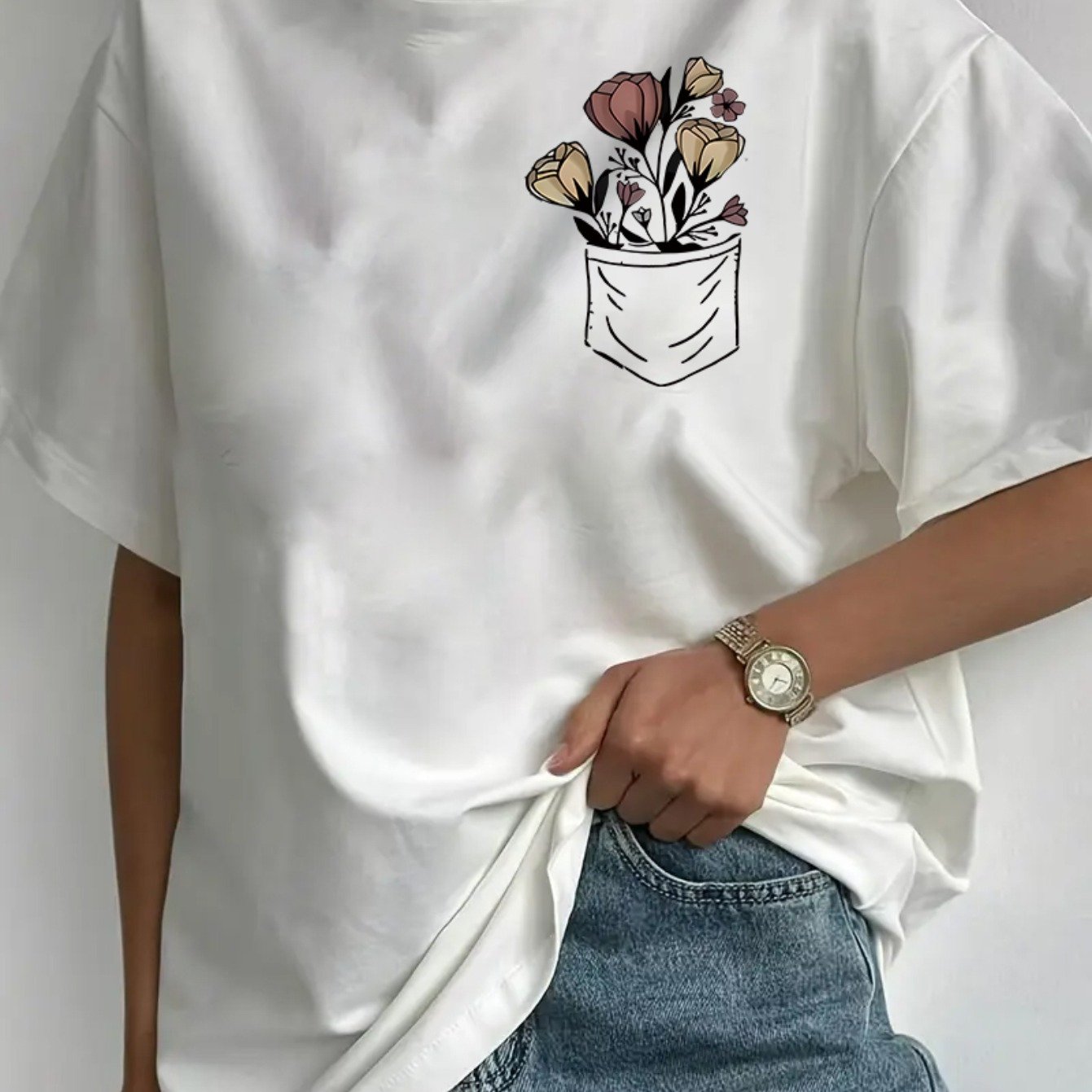 TEMU Plus Size - Plus Size - 0-8xl Plus Size Casual Fashion Printed T-shirt Women's Clothing, Trendy Base Layer Daily Outing Individual Casual Wear