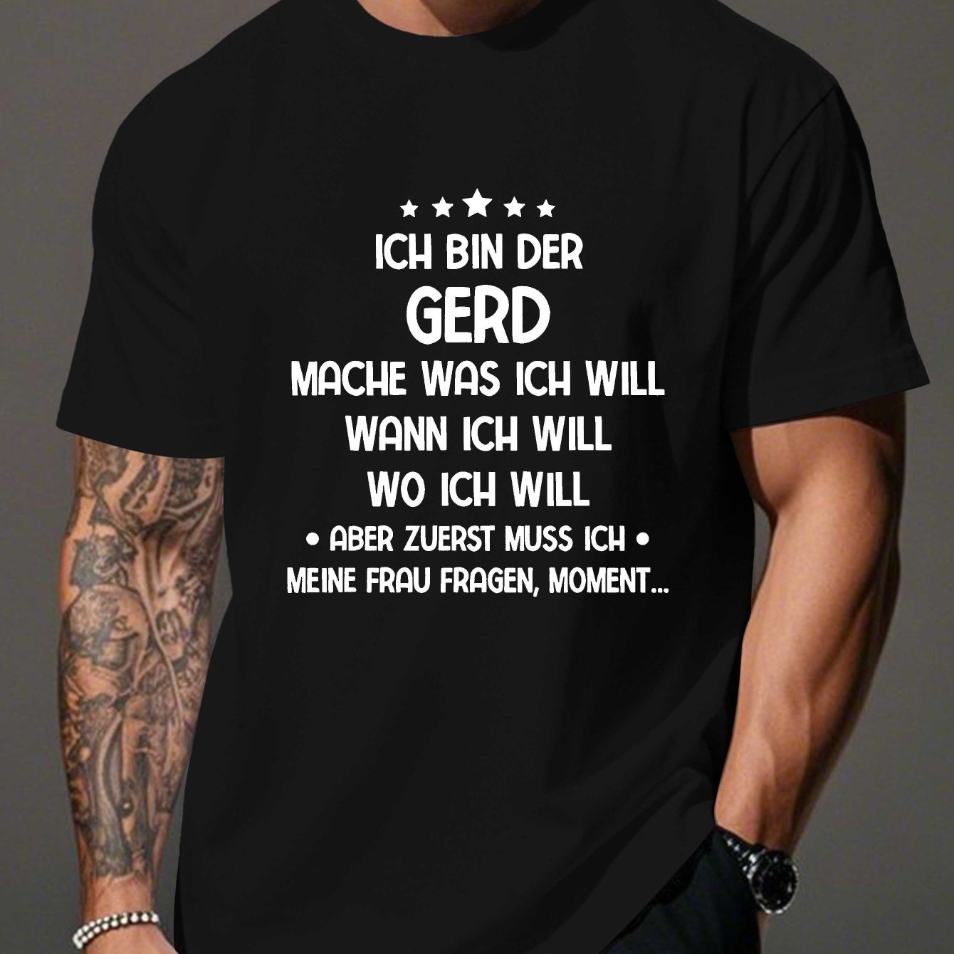 Image of Gerd Is A Humorous German Name On A Crinkled Plus-size Men's T-shirt, Plus Size
