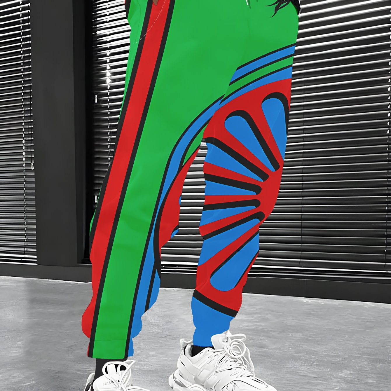TEMU Ces pantalons de survêtement imprimés pour hommes, élégants, arborent des , avec le "GYPSY", des roues rouges et un portrait de . Ils dotés de