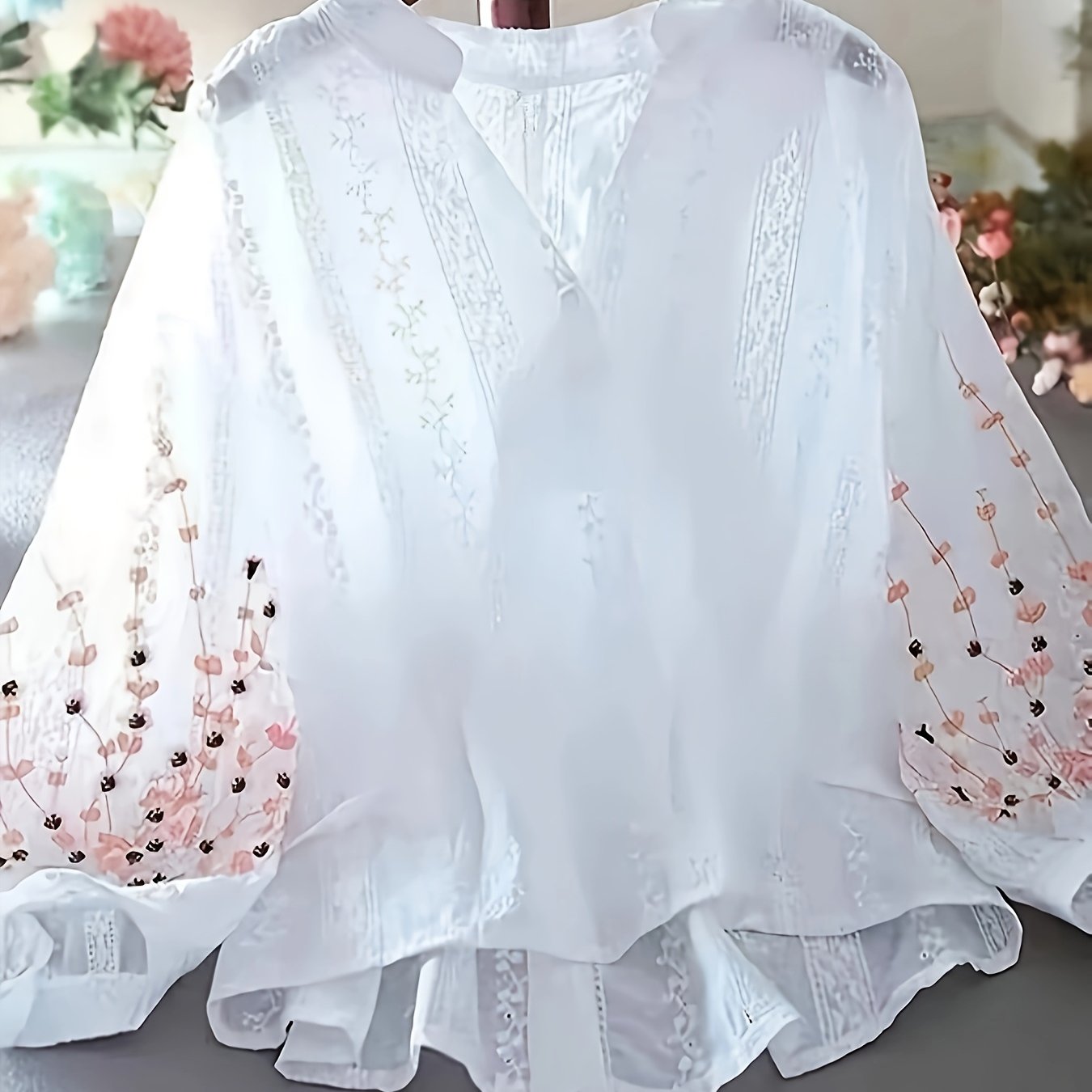 Image of Women's Summer Embroidered Shirt, Fashion Long Sleeve Blouse For Spring And Autumn