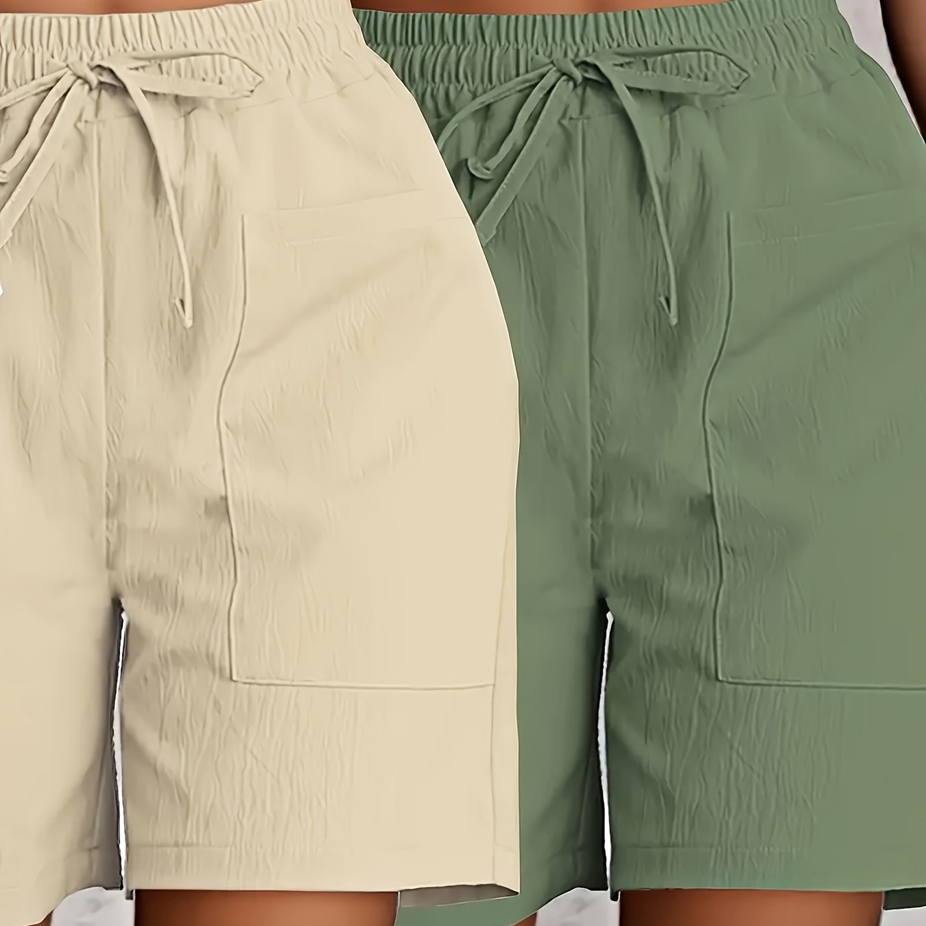 E-shop 2 Stück Damen Casual Shorts mit Kordelzug in Unifarben