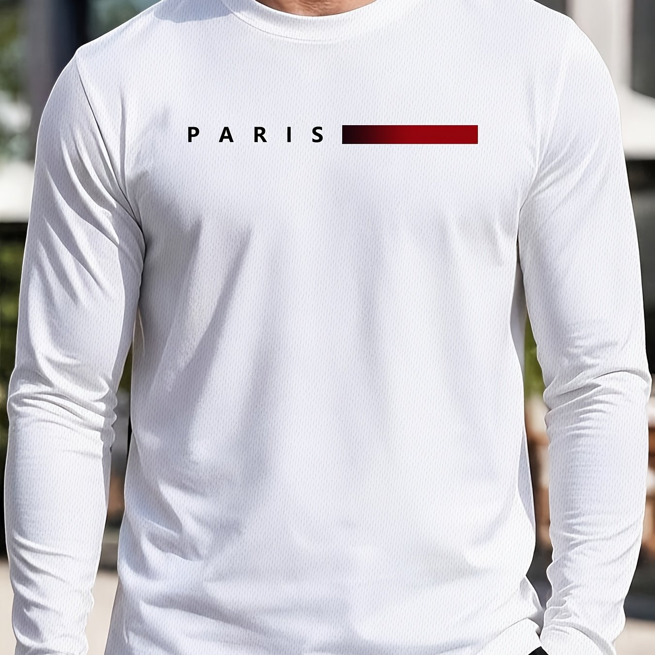 TEMU Men's Quick-, Men's T-shirt, Men's Summer Short-sleeve Tee, Paris Print Streetwear, Breathable And Comfortable For Fitness, Casual Summer