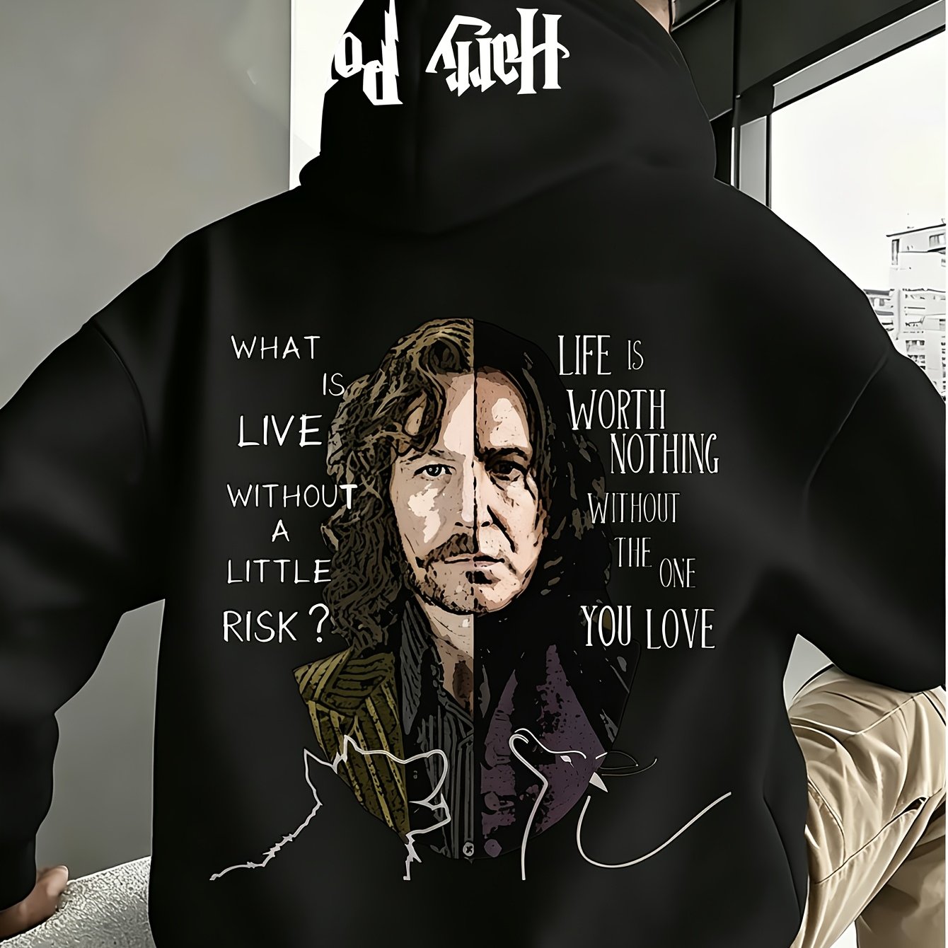 TEMU Authentic, Quote Print, Trendy Hooded Sweatshirt, Men's Loose-fit Long-sleeve Hoodie, Autumn- Streetwear