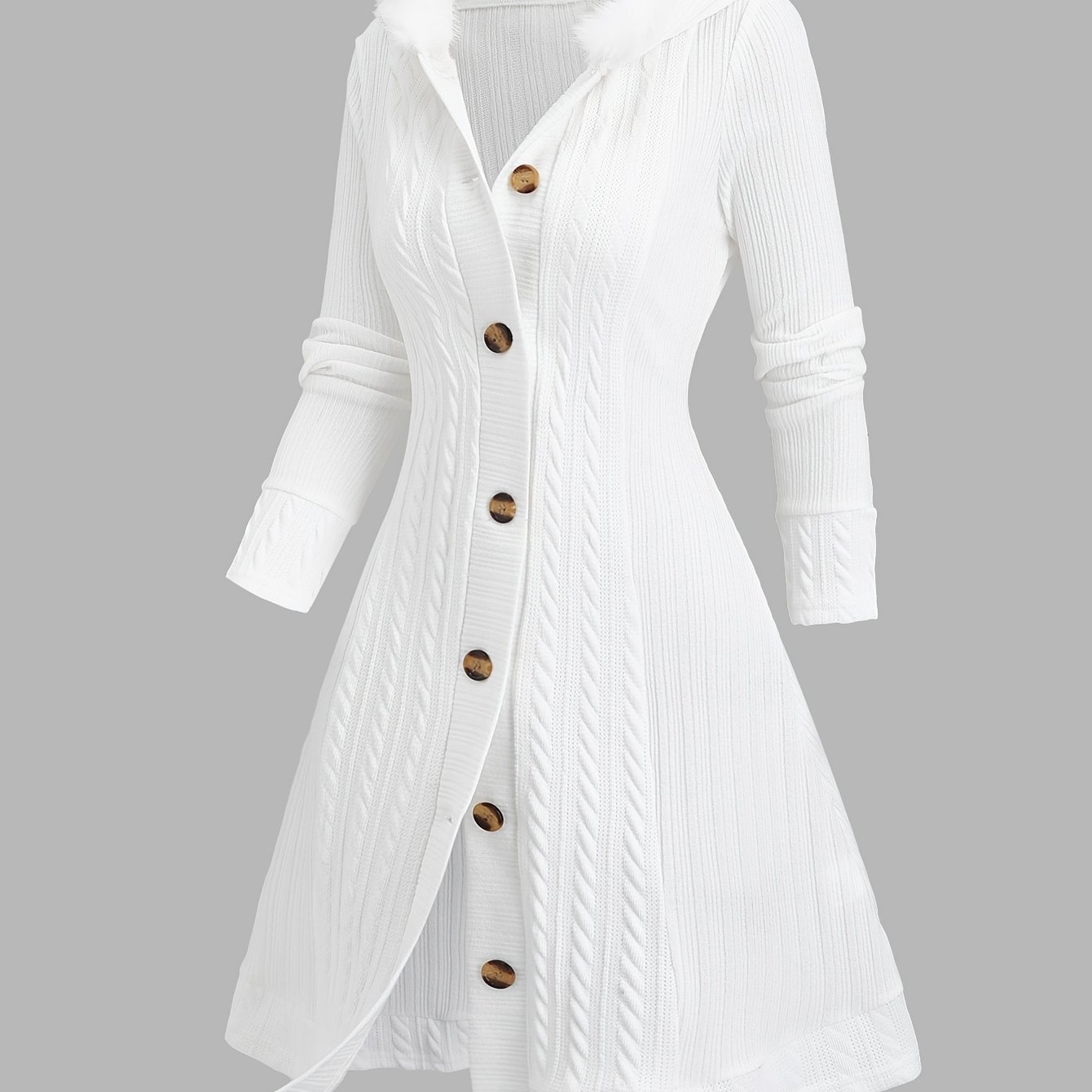 Wealth-attracting Directional Y2k Twist Wool Hooded Coat Button Long Cardigan