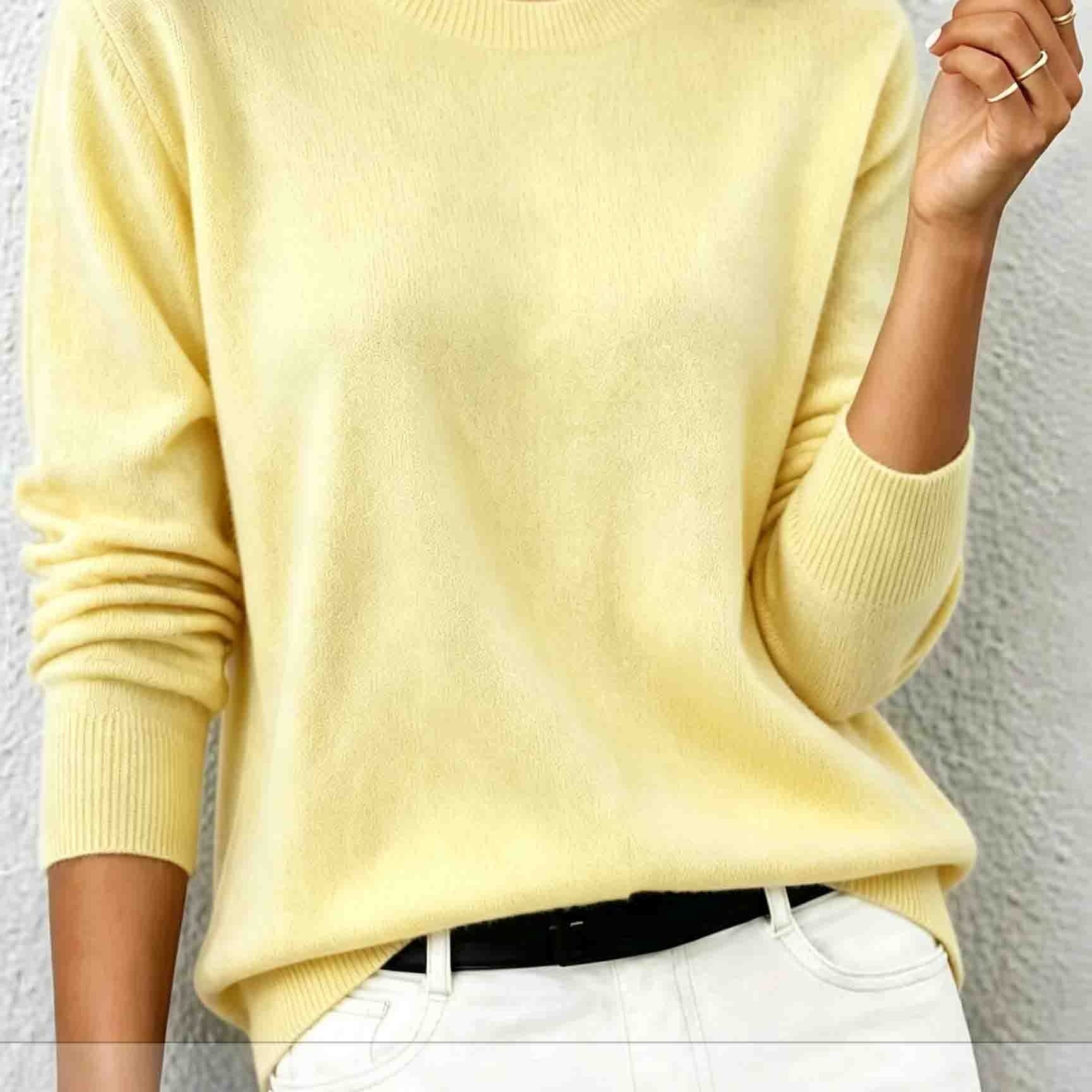 TEMU Pull 100 % pour femme à col ras du cou et manches longues, hauts chauds, décontractés, légers et de tous