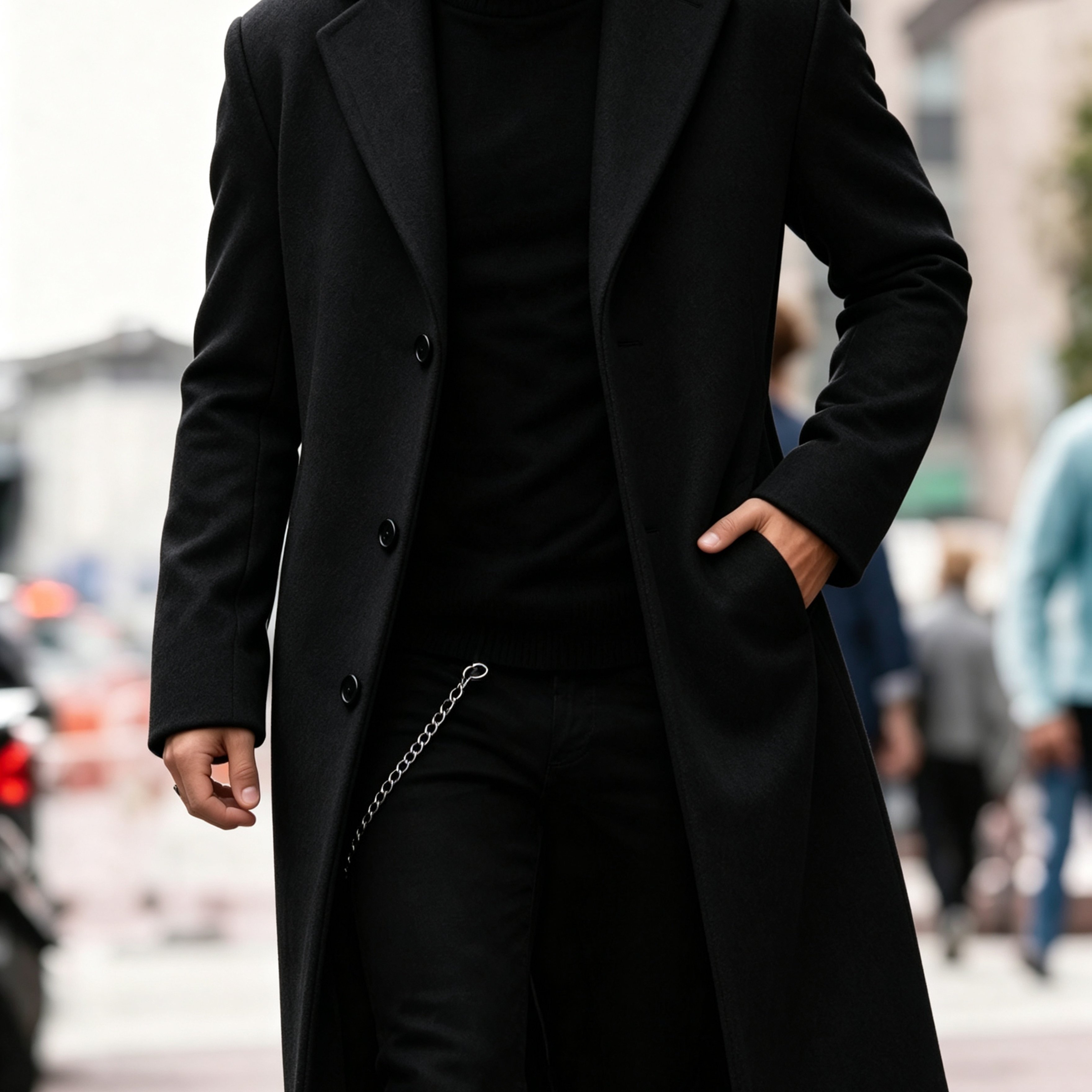 TEMU [mei Xi Items] 's Business Casual Fashion Trend Solid Color Extended Length Trench For , Travel, And Commuting, Versatile Men's Trench, Simple