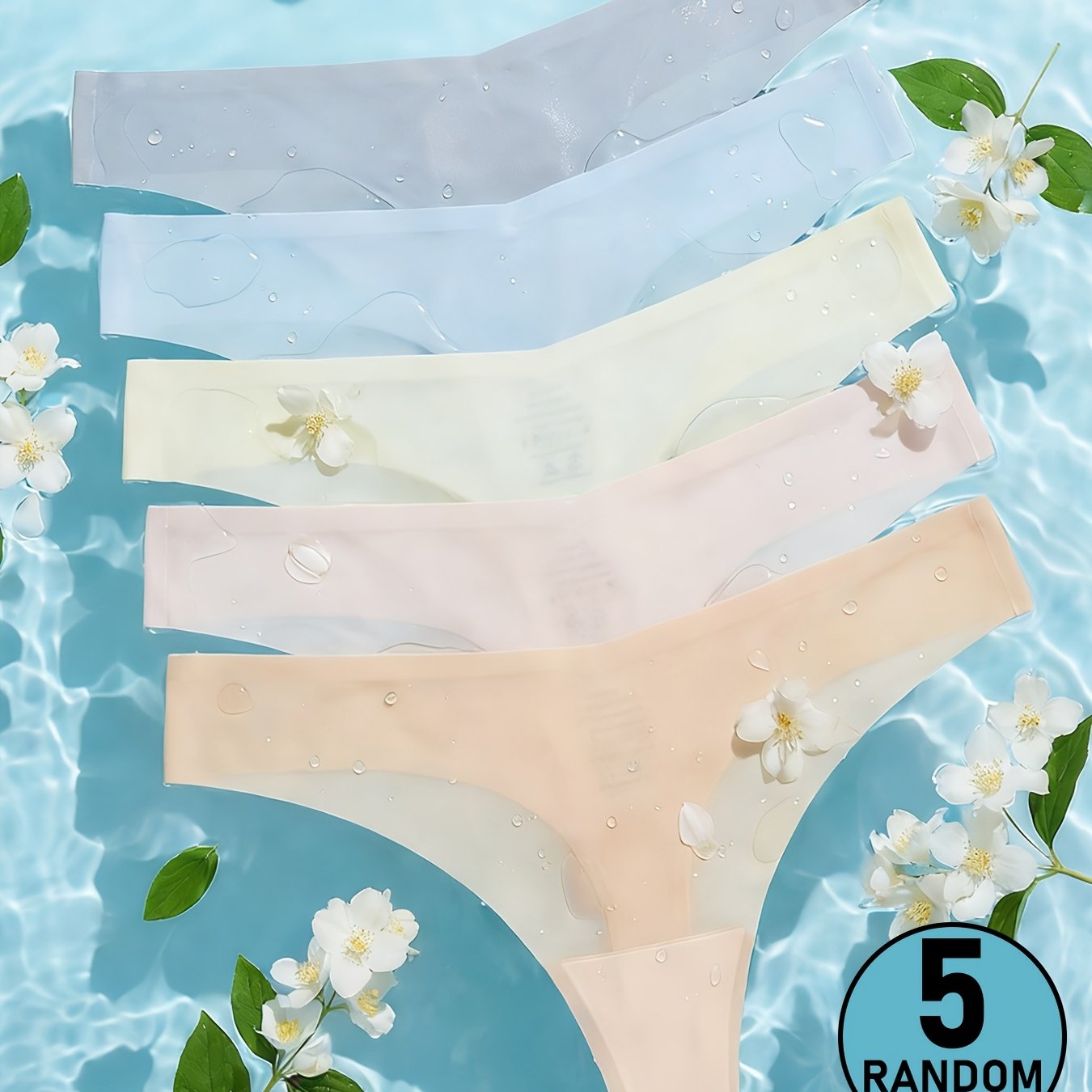 E-shop 5er-Pack Halbtransparente Eis Damen Slips | Ultradünne Unsichtbare Tanga, Nahtlose Atmungsaktive Unterwäsche, Leichte Atmungsaktive