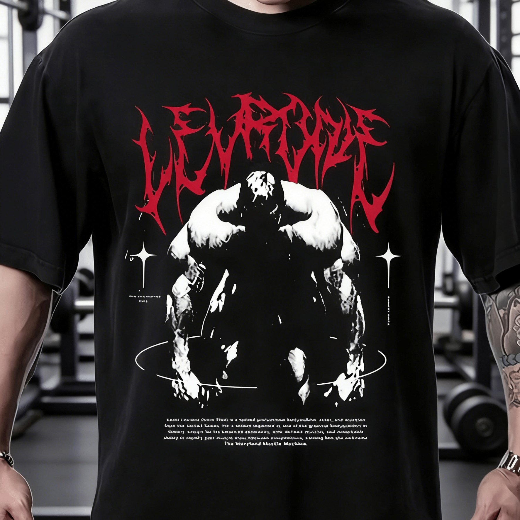 Levrone Vintage Heavyweight T-shirt For Men - Signature Gym Tee For Bodybuilding, Designer Tops For Men