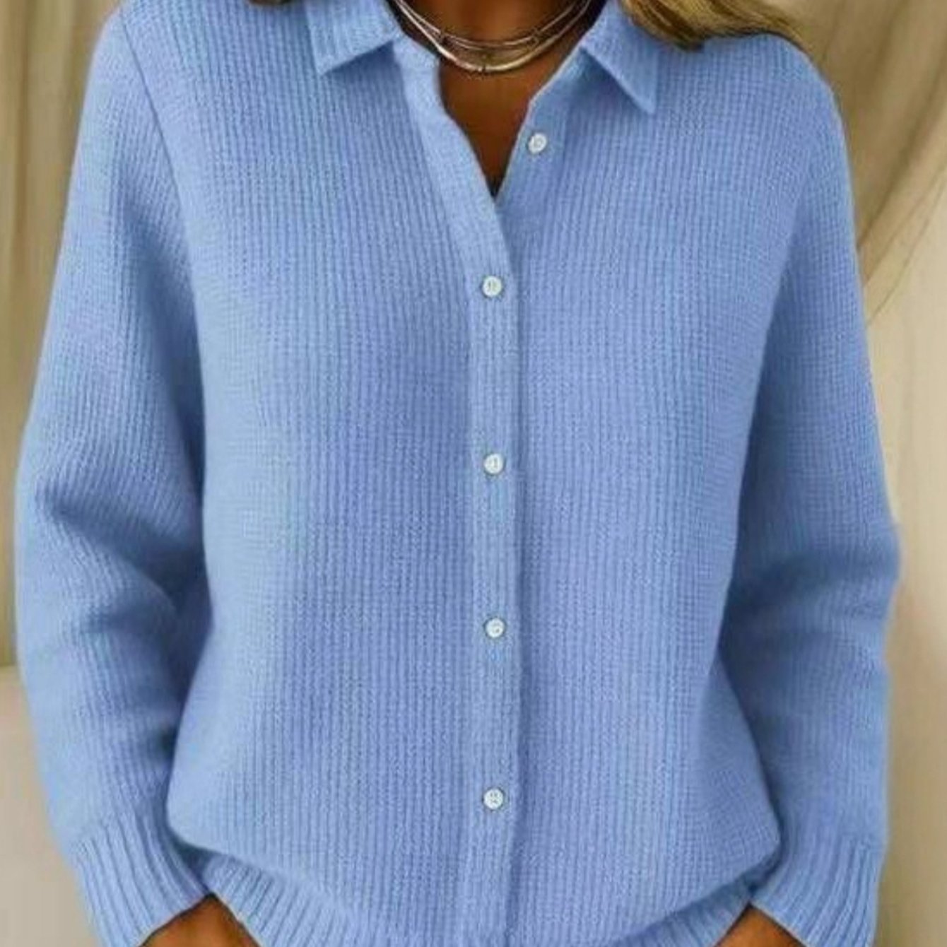 TEMU Trendy Women' Color Waffle Lapel Cardigan, Fashion Soft Long Sleeve Sweater Top For Women With Pockets, Casual Knitwear For Fall & Commute &