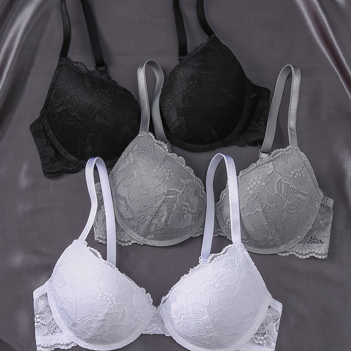 Underwire Sexy Women's Underwear Lace Up Bra 3pcs Set
