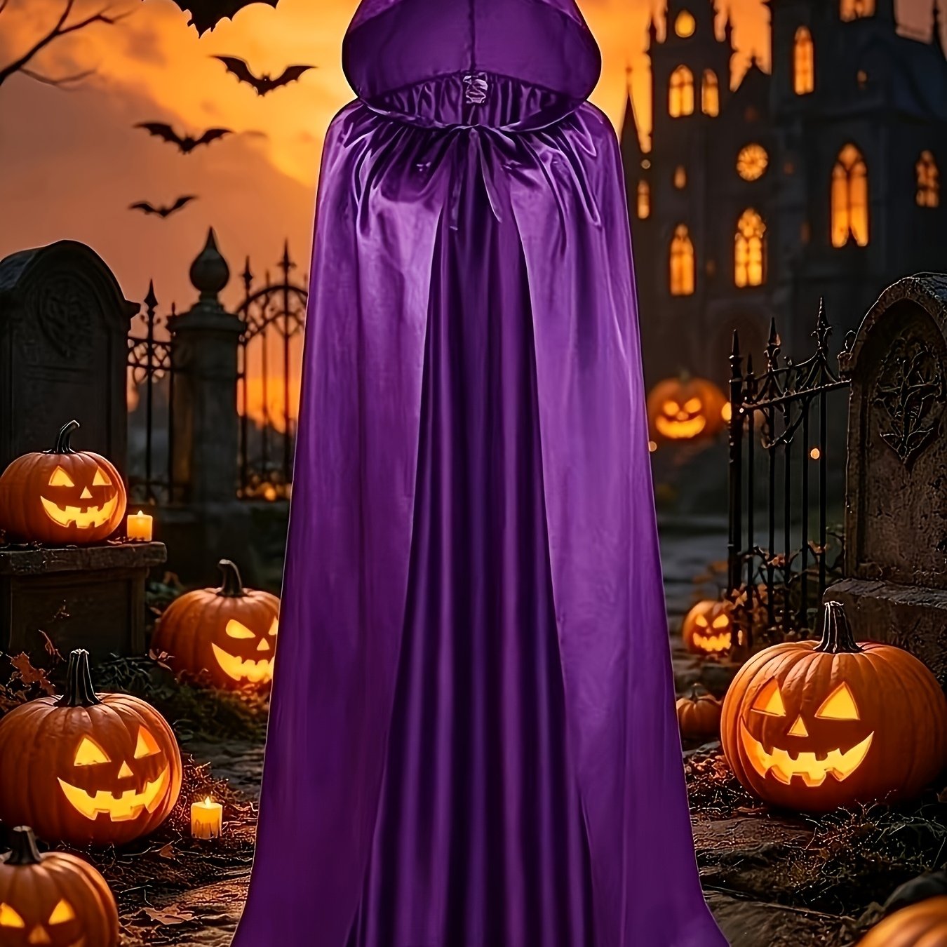 TEMU Capuche de longue cape de sorcière pour cosplay d'Halloween, cape de costume unisexe amusante et effrayante pour hommes et femmes, d'Halloween,