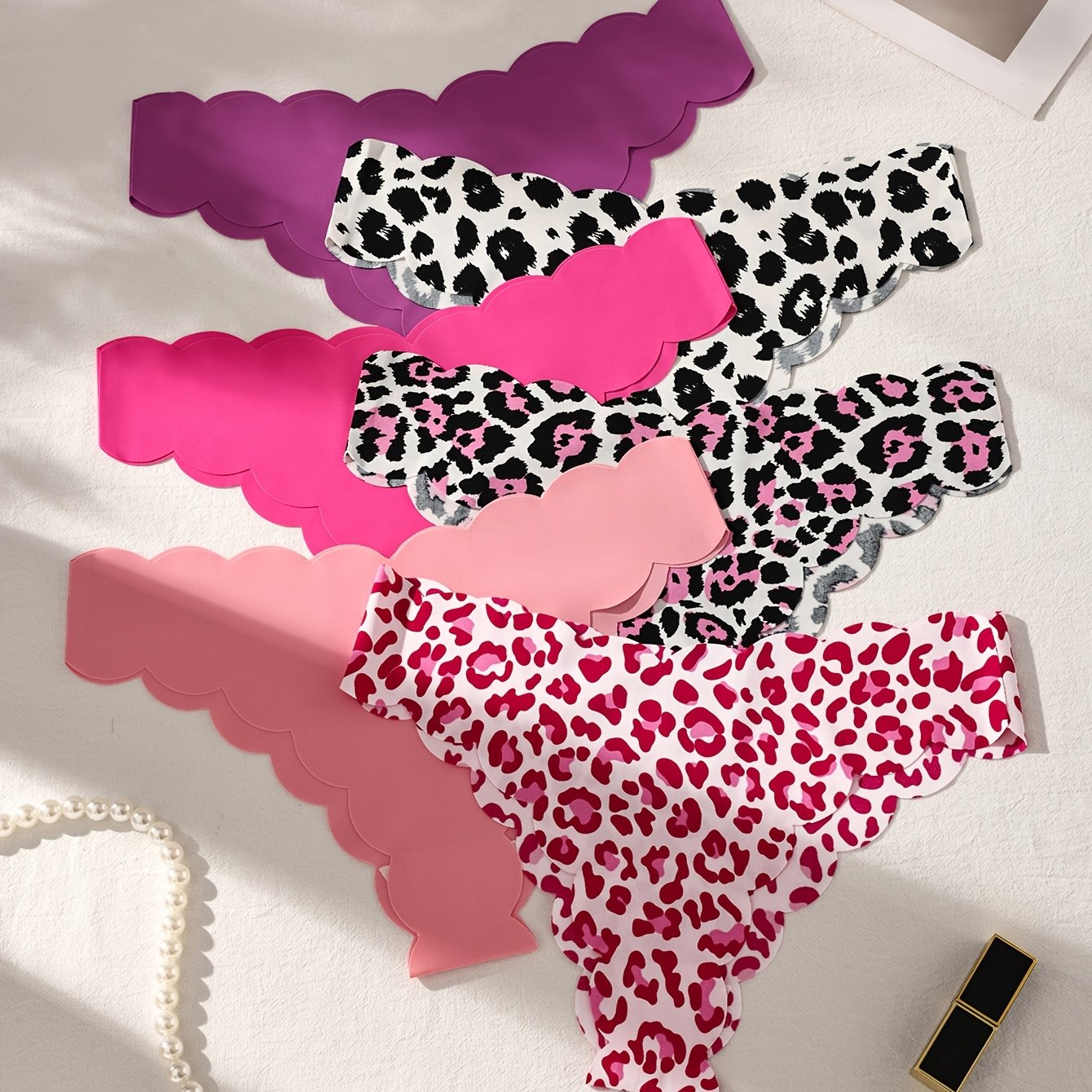 E-shop 6 Damen Unterwäsche mit Leopardenmuster, nahtlos und figurbetont, sexy niedriger Bund, weich und bequem, hautfreundlich und atmungsaktiv,