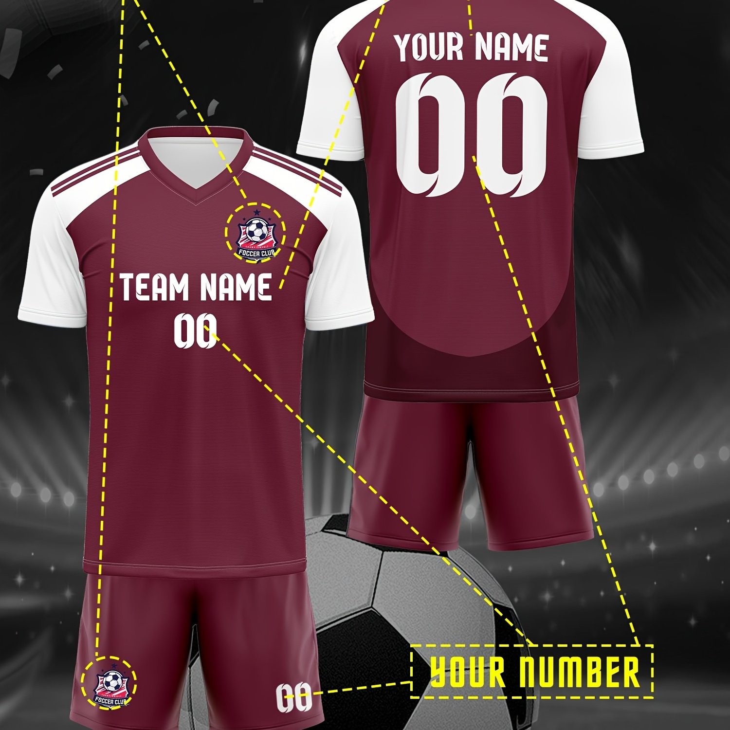 TEMU Men' 2026 Set - Personalized Football, Volleyball & Badminton Shirts | Quick-dry Breathable Team Uniforms With Name/number/team Printing |