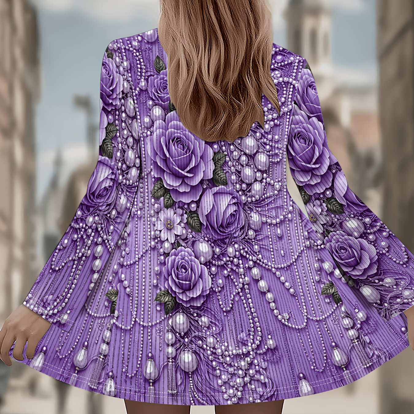 TEMU Women's Elegant Floral Cardigan - Long Sleeve Casual Jacket, Pattern, Machine Washable, Comfortable Lightweight Versatile Fashion