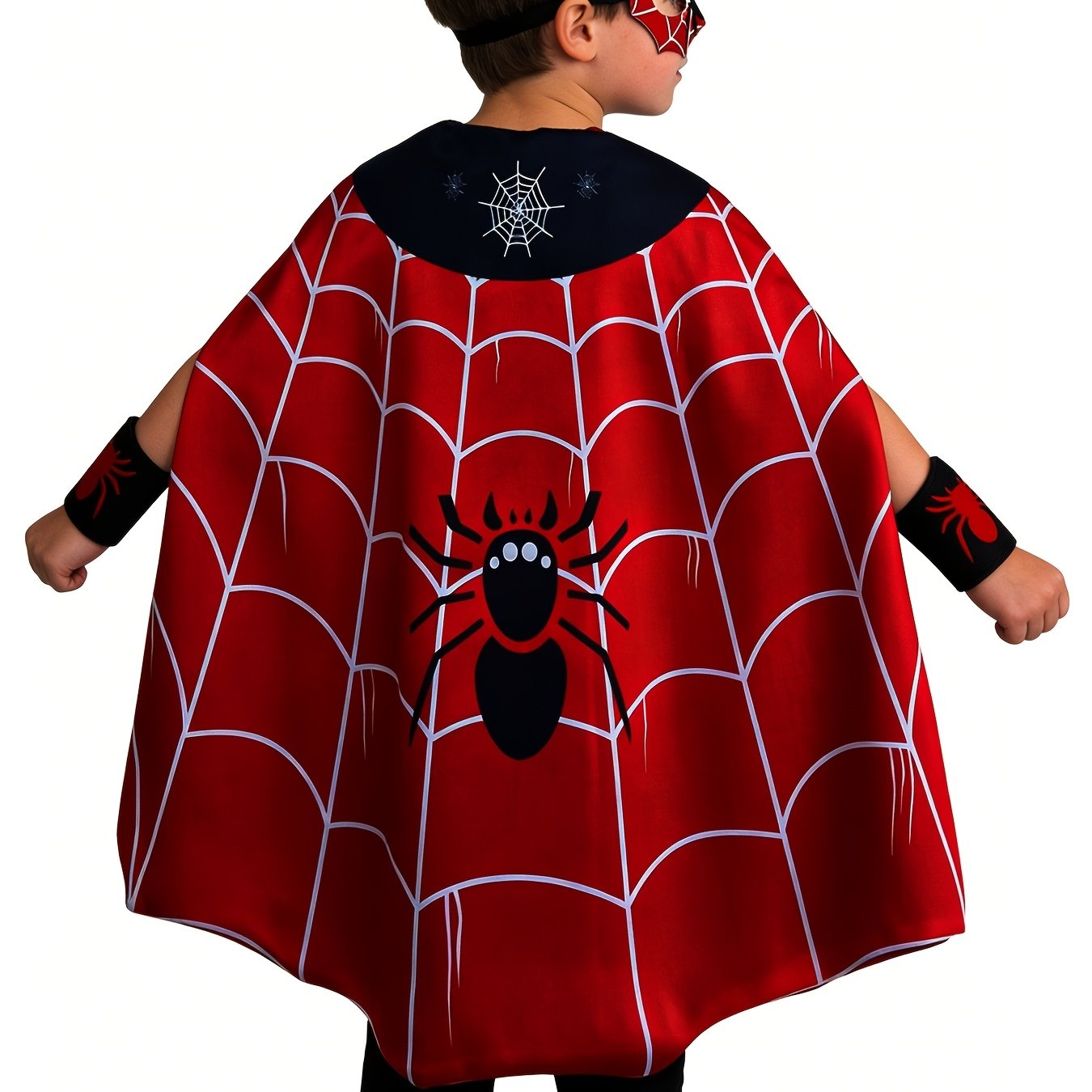Image of Carnival Boys Superhero Spider Cloak Costume Set, Game Party Cosplay Spider Eye Mask, Children's Cloak, Birthday Performance Dress Up