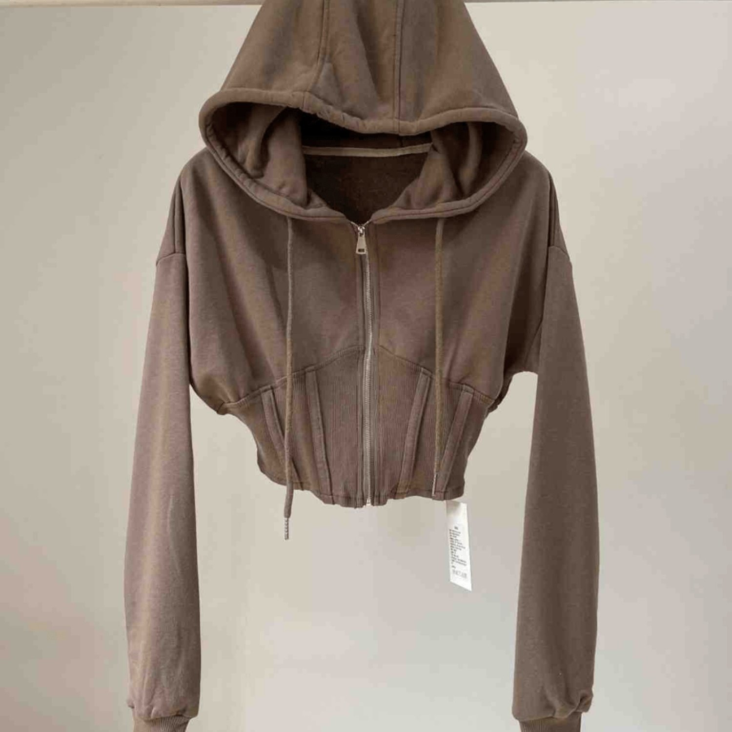 Women' Short Waist Open Button Hooded Sweater Cardigan Jacket