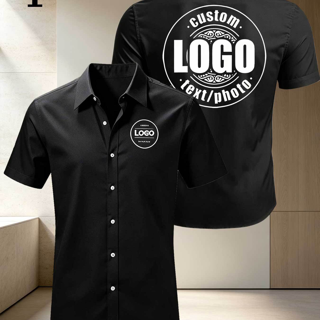 TEMU Custom Shirts; Add Your Own Photo/selfie, Casual Lapel Short-sleeve Style, -building Apparel, Workwear, Soft And Breathable Fabric