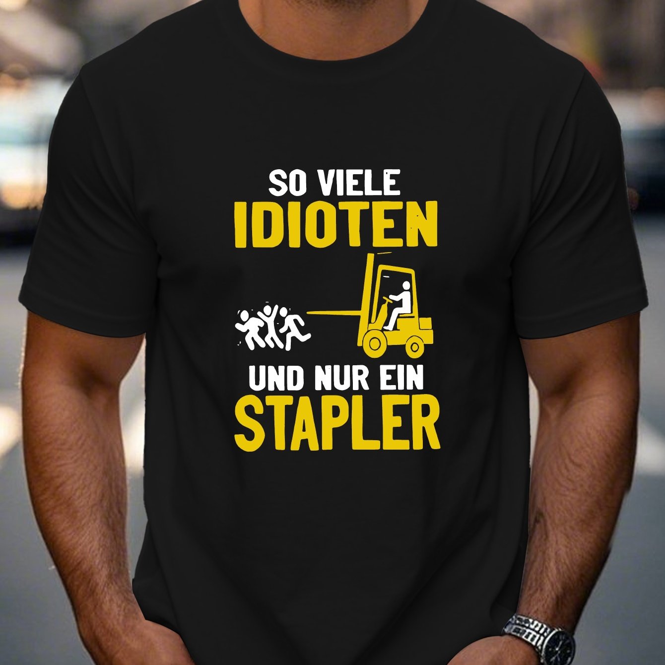 E-shop Herren T-Shirt im deutschen Stil mit kurzen Ärmeln – Lässiges Rundhals-Sommeroberteil mit geometrischem Deutsch-Textdruck, atmungsaktives,