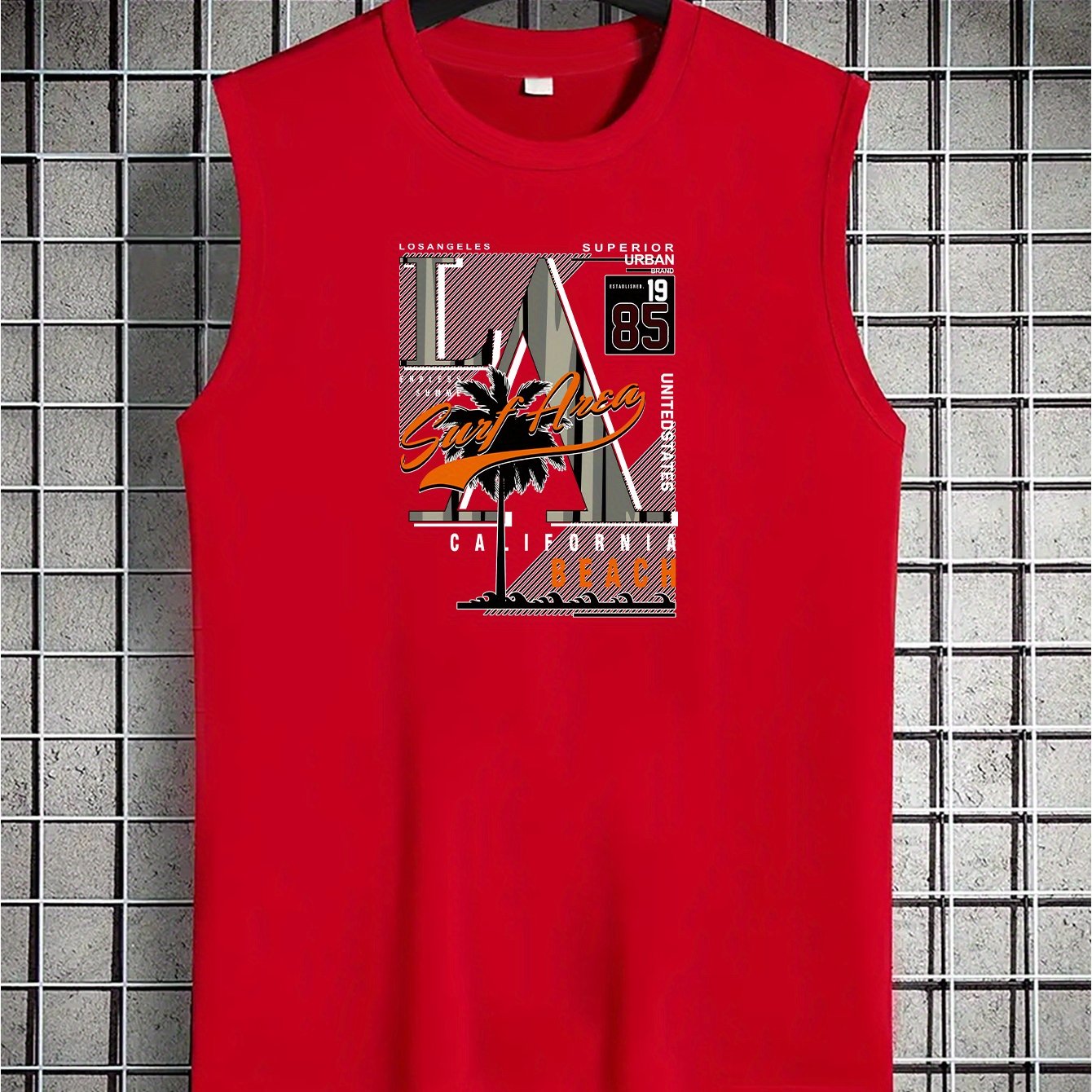 TEMU Men's Summer Top - Casual Round Neck, Stretch Fabric With Unique Print Design, Leisure Style, Conventional Version, Summer