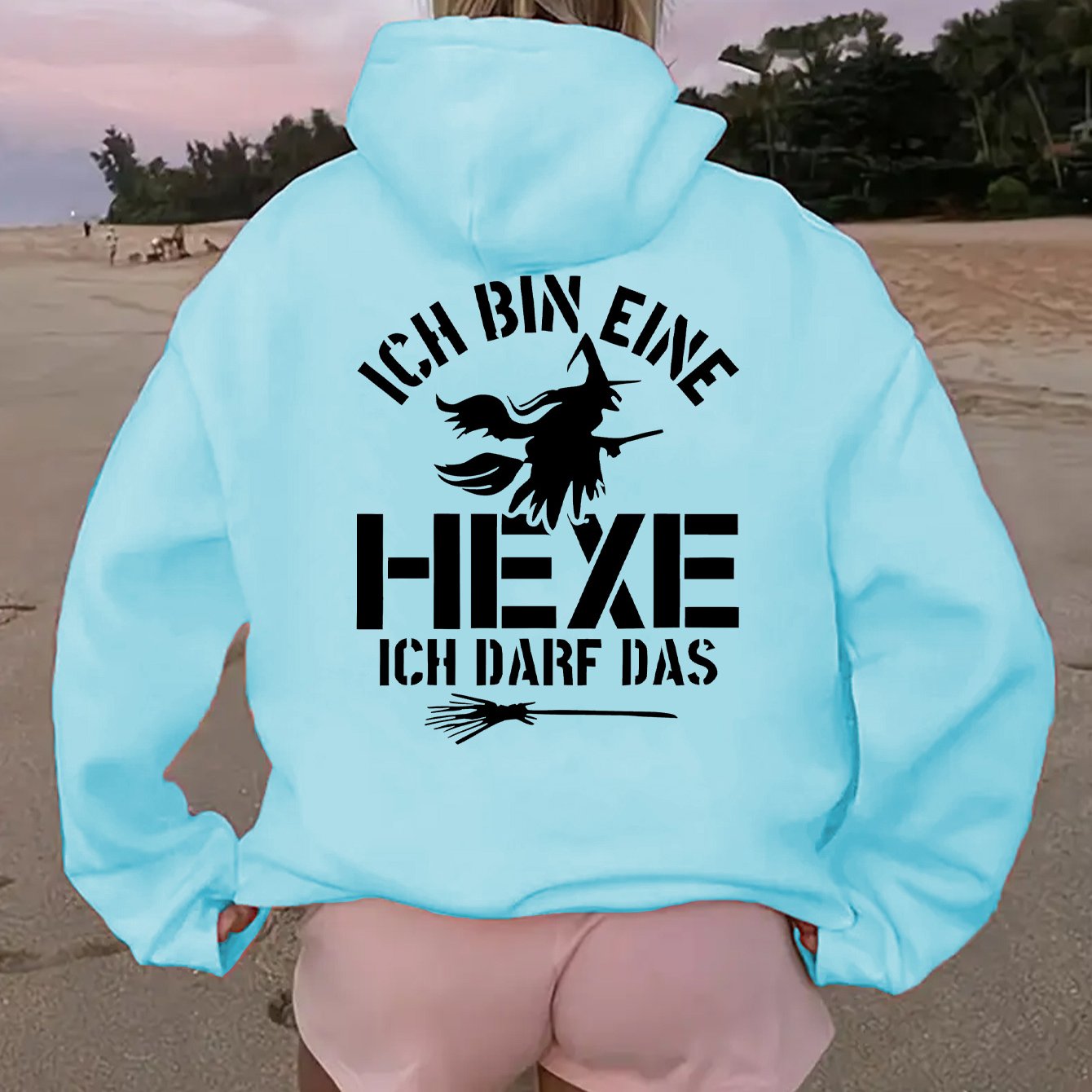 E-shop Halloween-Hexe kunstvoller Buchstaben-Druck Hoodie – Y2K-Stil – Modische bequeme Jacke ohne Reißverschluss – Lässige Sportbekleidung für alle