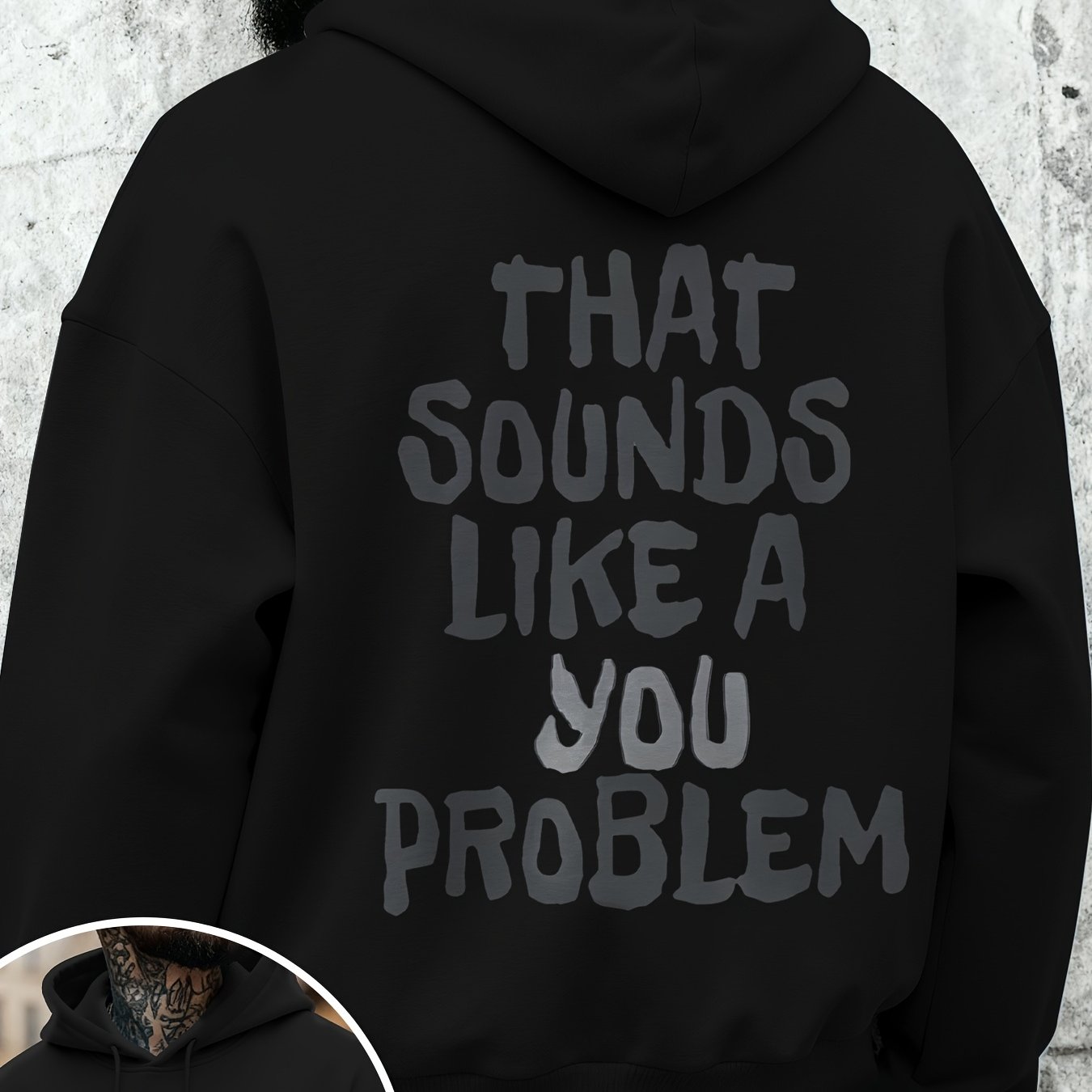 TEMU Pink And Men's That Sounds Like A You Problem Graphic Print Hooded Sweat Autumn Winter Size Drawstring Pocket Multiple Colors Available Machine